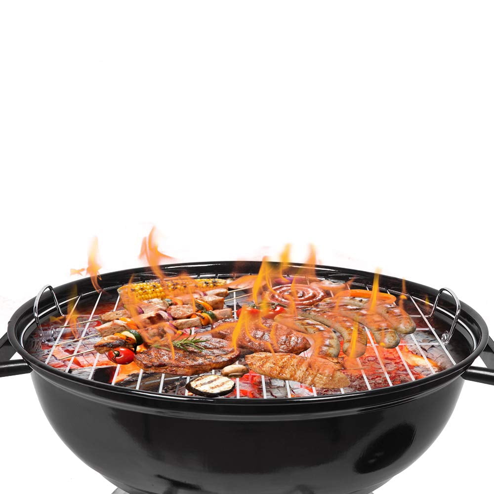 VINGLI 18 in Charcoal Kettle Grill, Outdoor BBQ Charcoal Stove for Backyard Cooking (Black, 18 in) mf8fr