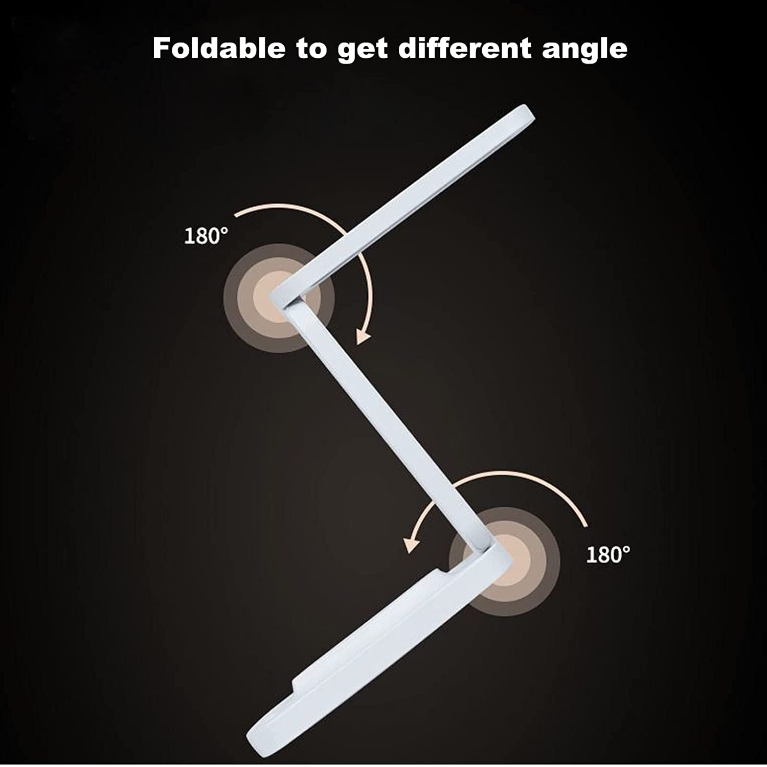 Totowood Foldable LED Desk Lamp, Eye-Caring Dimmable Reading Light with 3 Color Modes, Portable Rechargeable Table Lamp for Home and Office (White, 1 Unit) 8mc5k