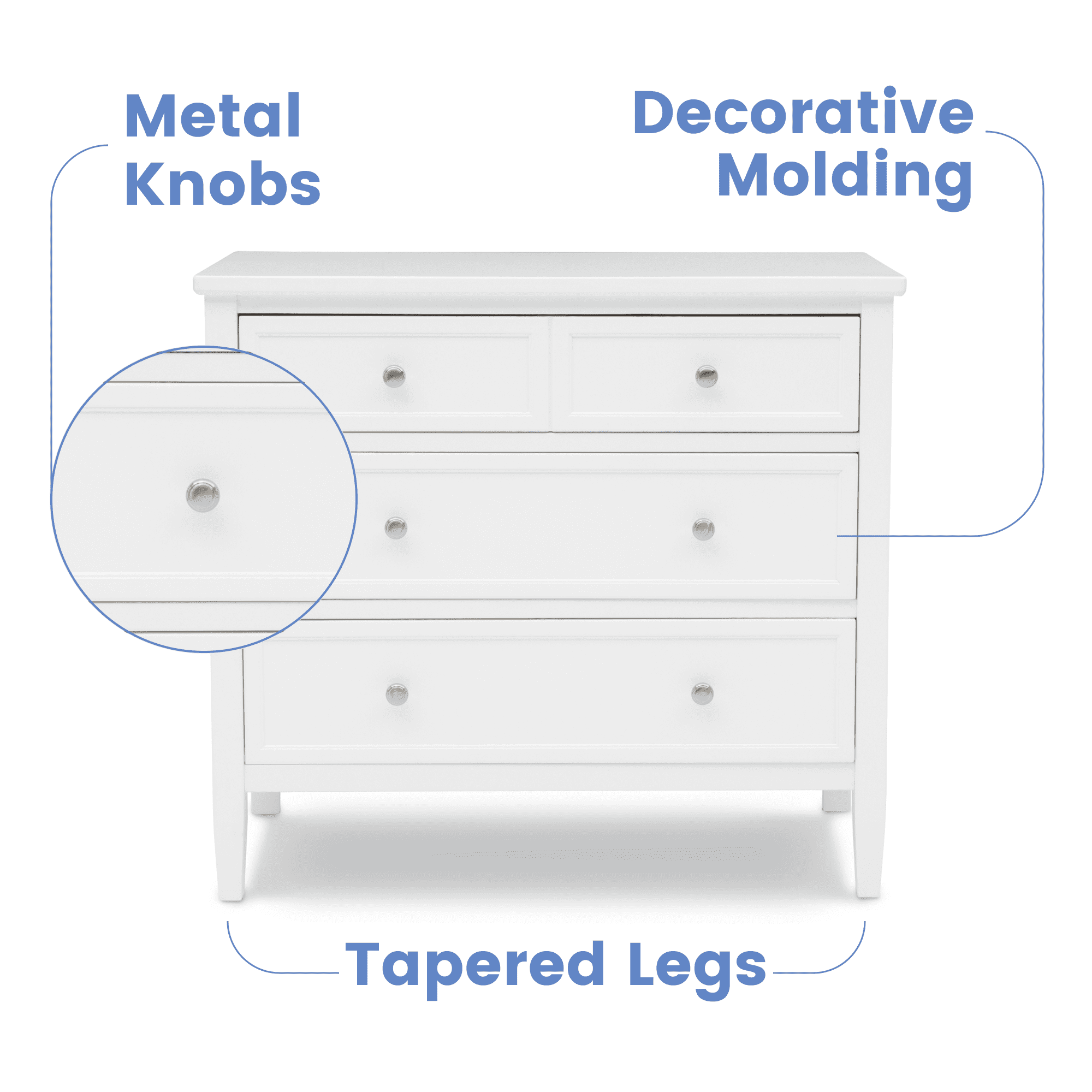 Delta Children Epic 3 Drawer Dresser with Interlocking Drawers (Bianca White, 36.5 in W x 18.75 in D x 33 in H) fdcij