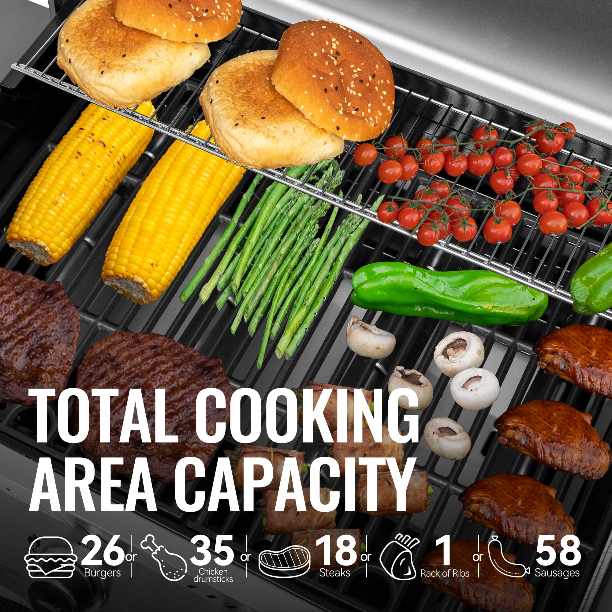 Royal Gourmet GA4405TS 4-Burner Gas Grill with Stainless Steel Lid and Side Shelves (Silver, 55.55 in L x 24.45 in W x 45.79 in H) cfyx7