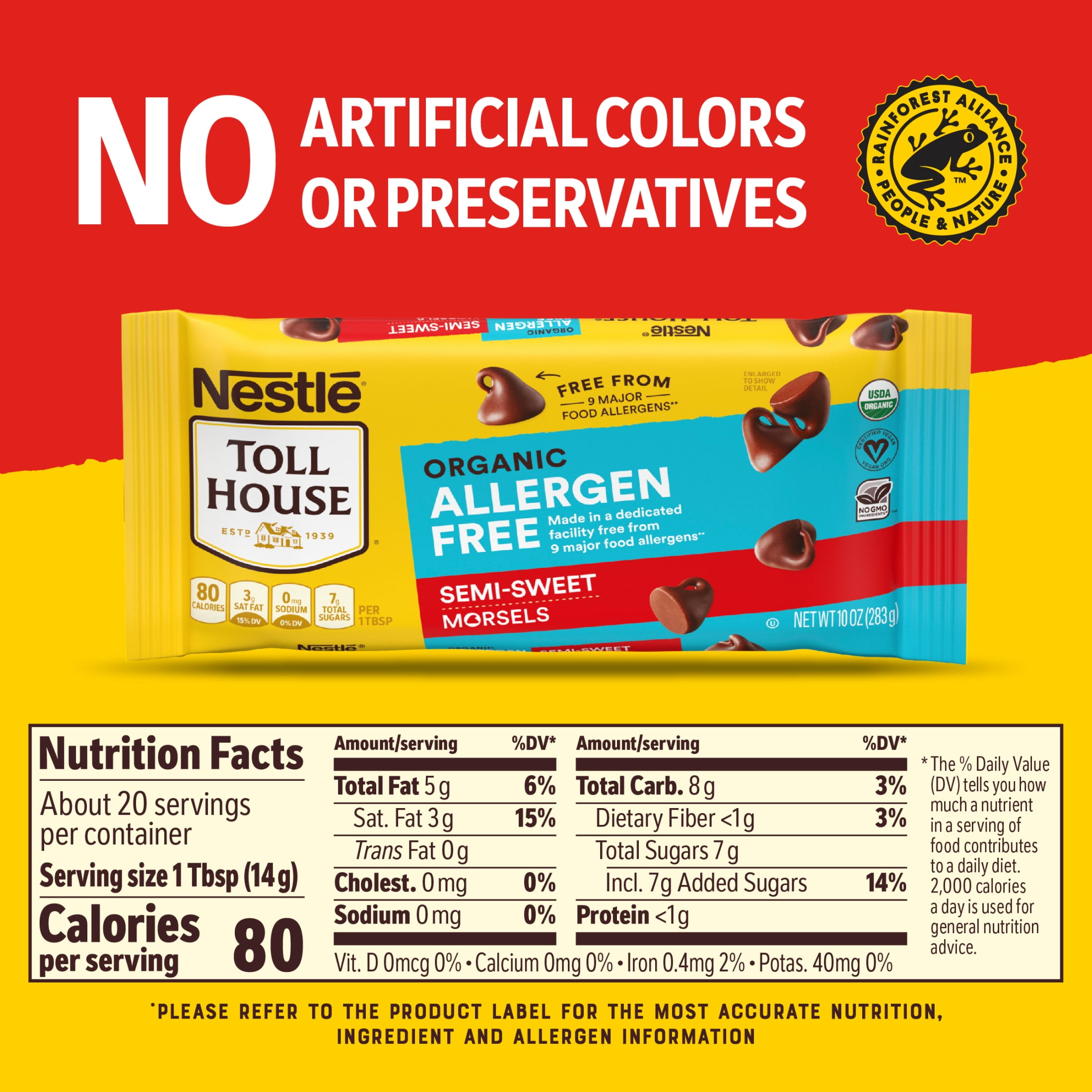 Nestle Toll House Organic Allergen Free Semi-Sweet Chocolate Chips (10 oz) xzzbe