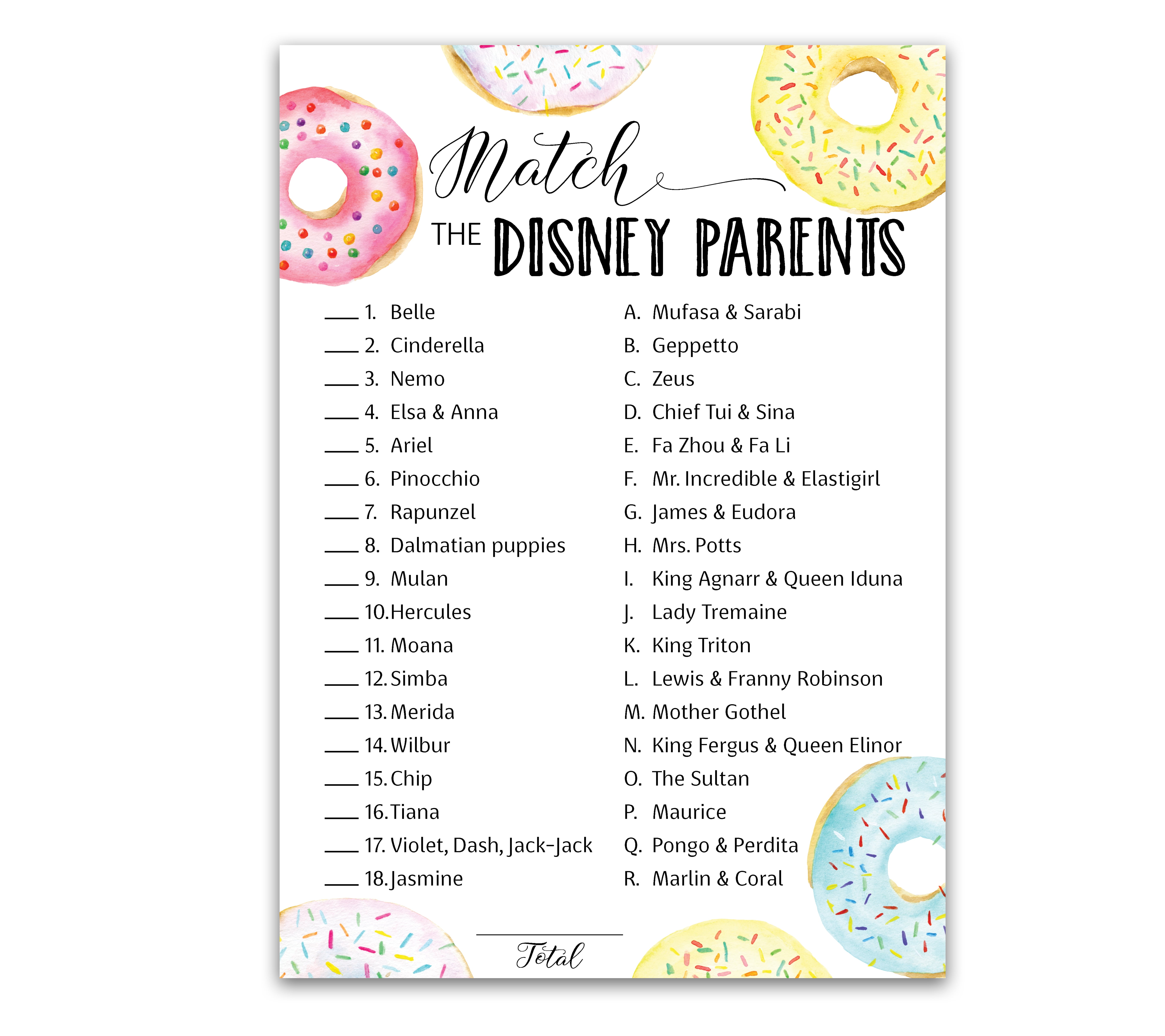 Roseum Collections Cartoon Parent Match Baby Shower Game (Pink, 25 Pack, 5 in x 7 in) z4kk7