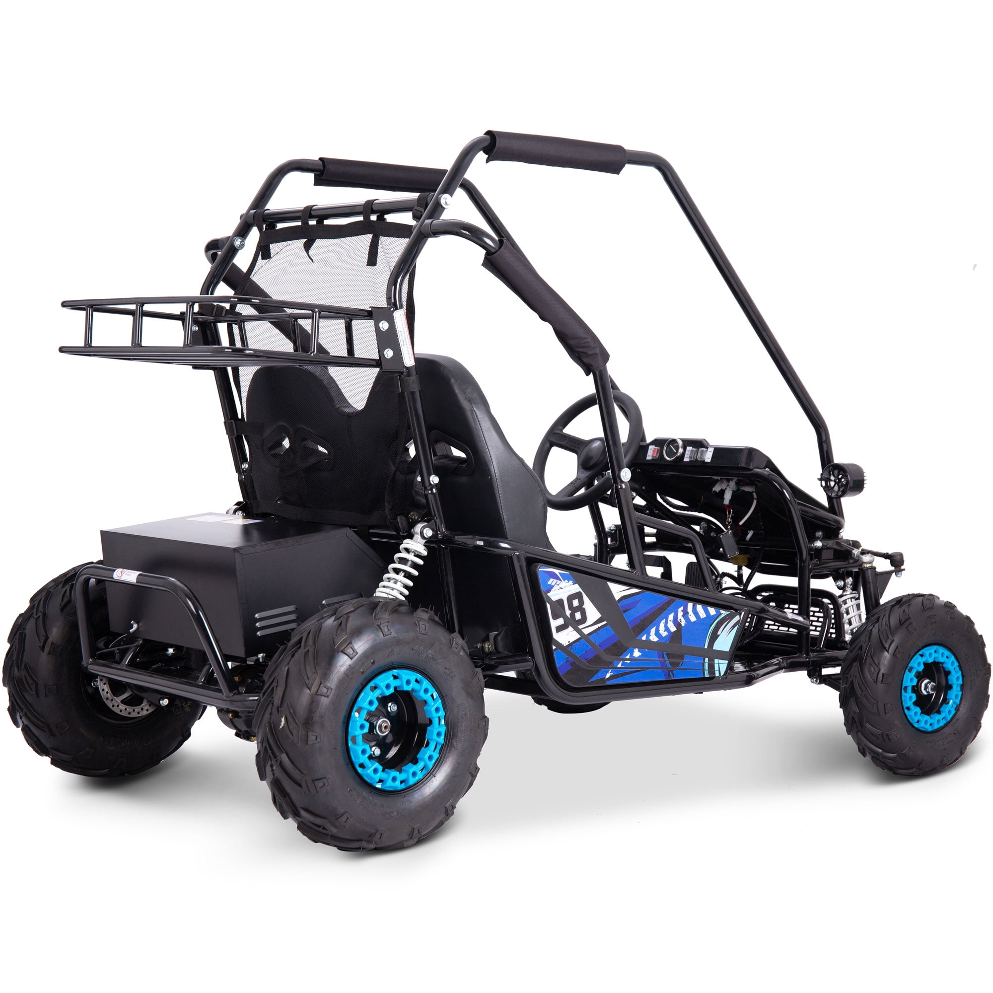 MotoTec Mud XL 60v 2000w Electric Go Kart with Full Suspension (Blue, 60v 20ah) x8chg