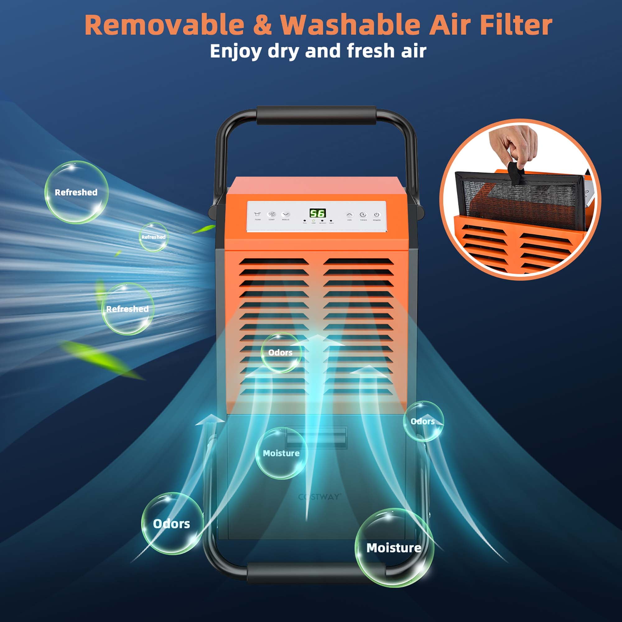 Costway Portable Commercial Dehumidifier for Large Spaces, High-Efficiency Moisture Control (Grey, 45-Pint DOE) a7uya
