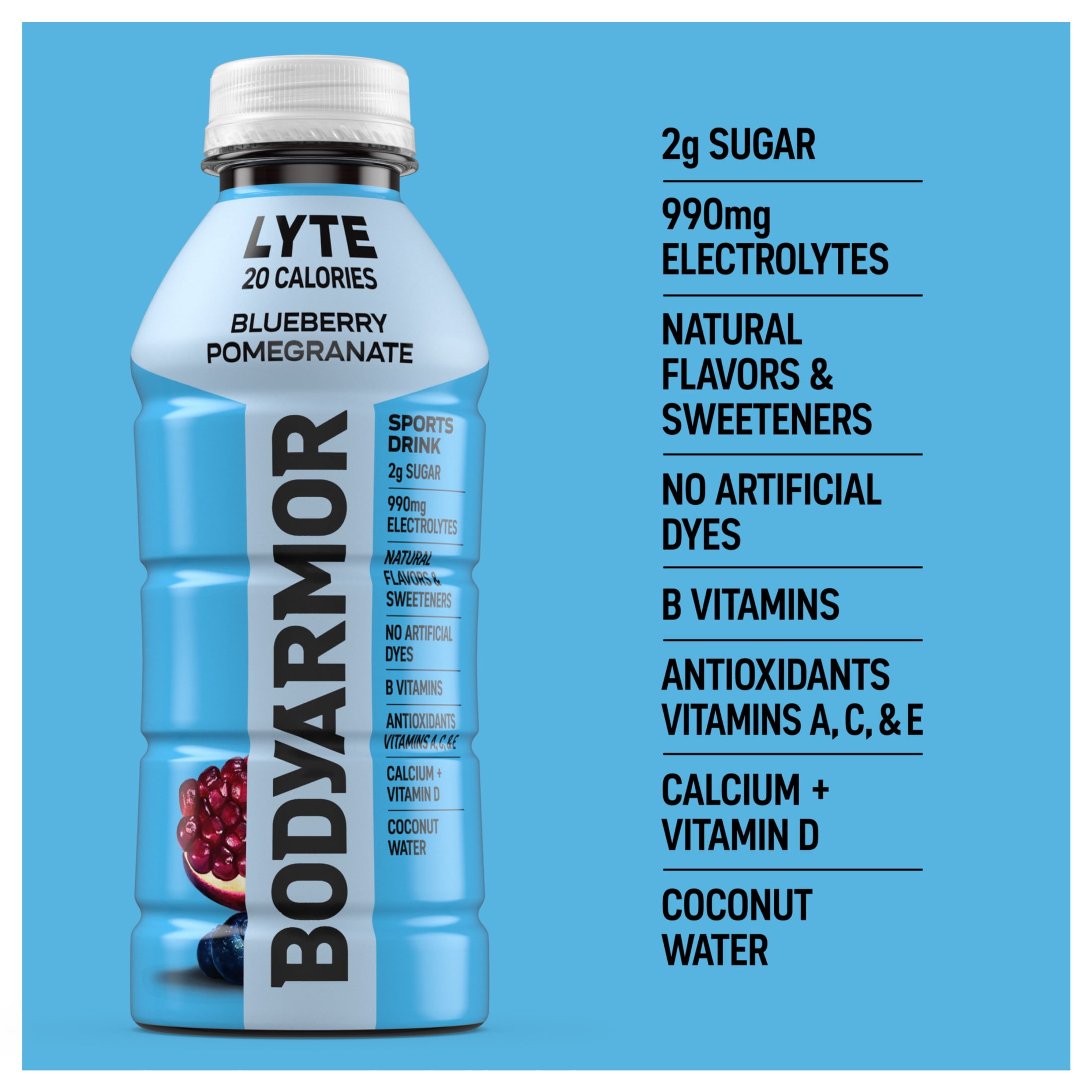BODYARMOR Lyte Sports Drink, Blueberry Pomegranate Electrolyte Hydration (16 fl oz) f9kmj