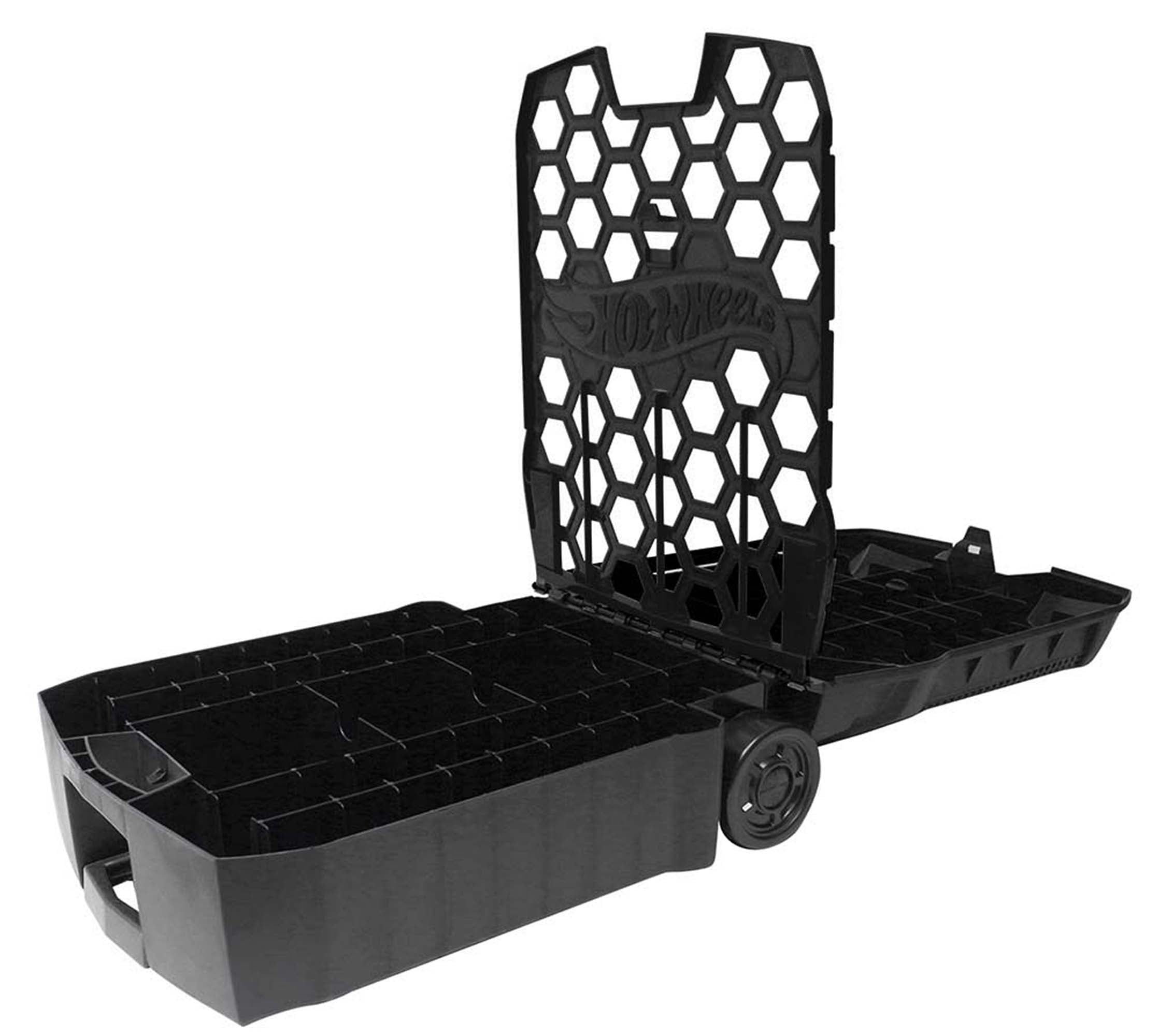Hot Wheels 100-Car Rolling Storage Case with Retractable Handle (Black, 14 in x 6 in x 11.75 in) 6mve9