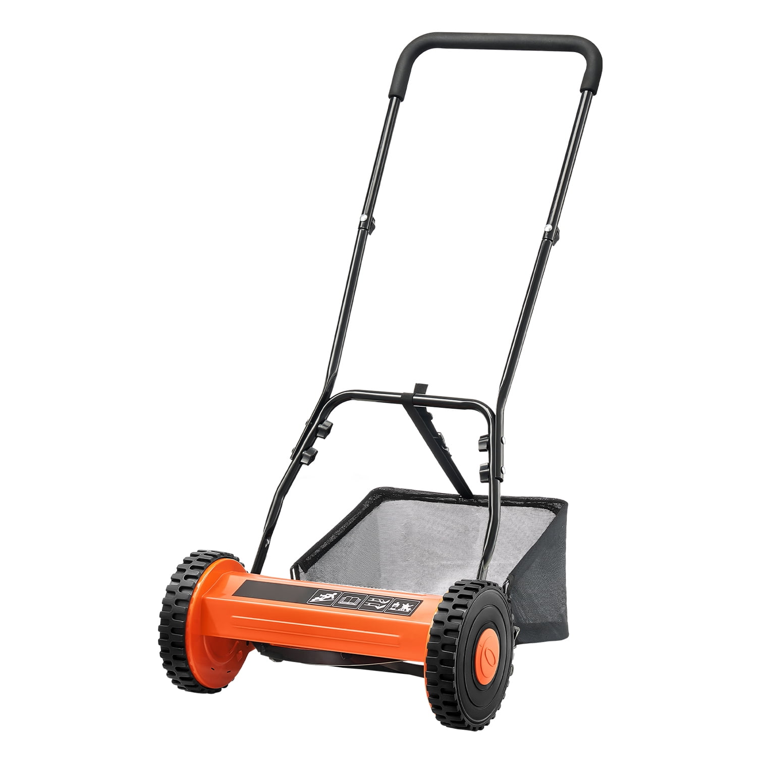 KFFKFF Manual Push Reel Lawn Mower, 5-Blade Cutting System, Adjustable Height, Includes Grass Collection Bag (16 in) eooyu