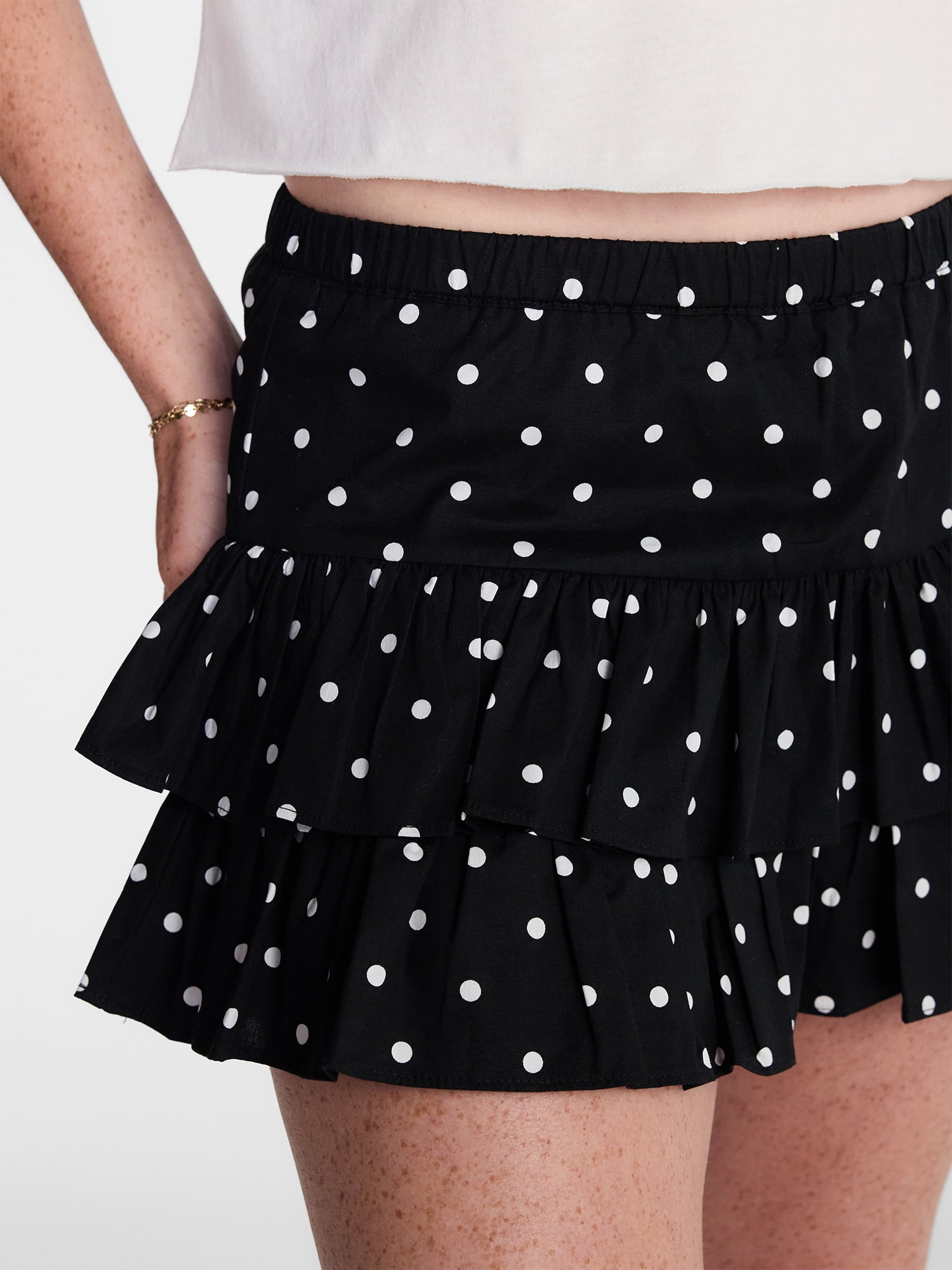 No Boundaries Women's Game Day Woven Skirt with Built-in Shorts (Black, XXS-XXL) r02fz