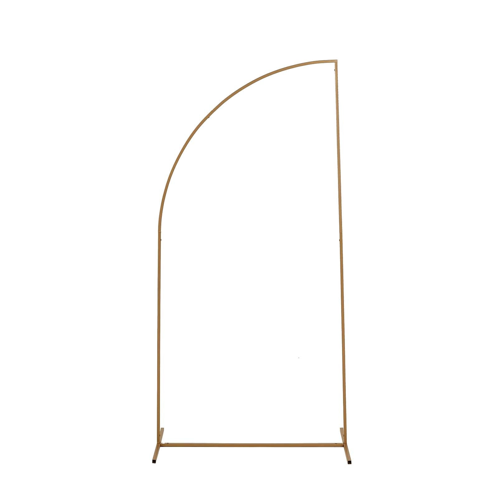 Efavormart Half Moon Wedding Arch Backdrop Stand, Metal Floral Frame Arbor Display (Gold, 3ft W x 6ft H) 1z54g