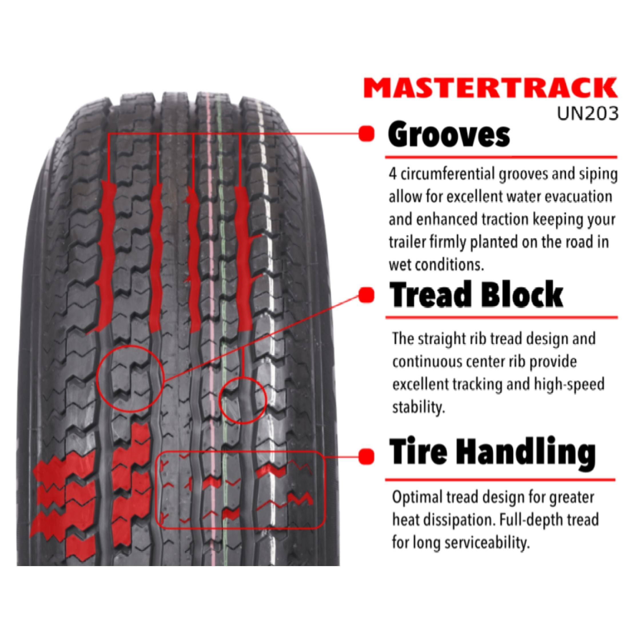 Mastertrack UN203 Radial Trailer Tire (ST235/85R16, 12 Ply, Load Range F) 8yw9w
