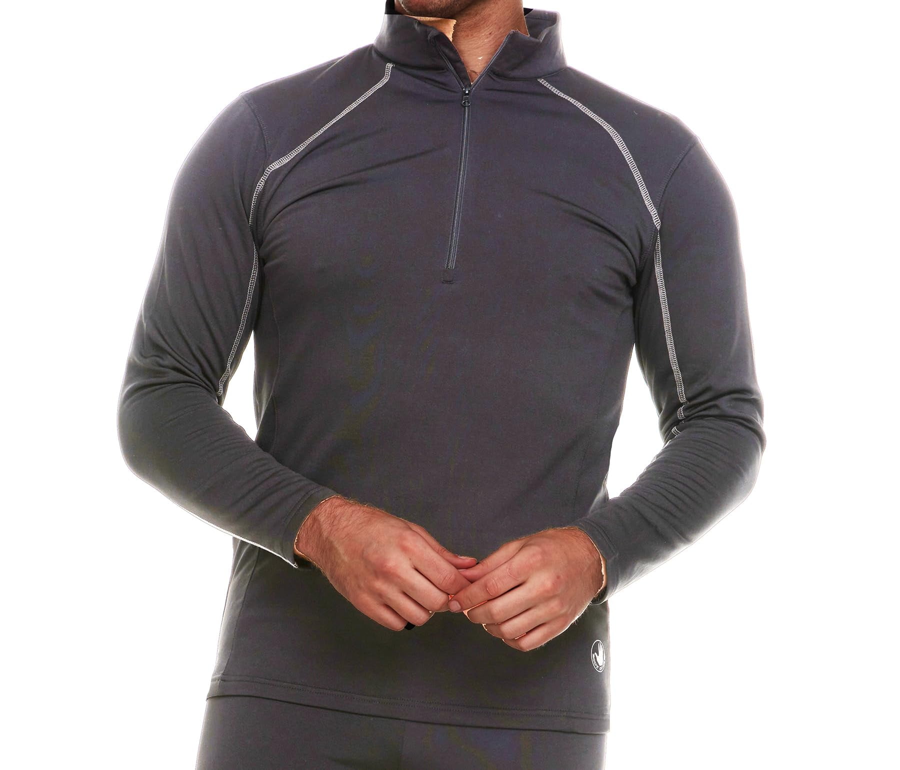 Body Glove Men's Thermal Top Long Sleeve Quarter-Zip Undershirt (Grey, M) r714m