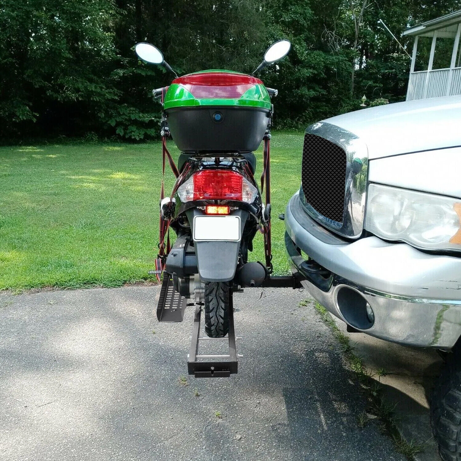 Kojem Motorcycle Dirt Bike Hitch Carrier Rack with Loading Ramp (Black, 500 lb Capacity) zb8pp