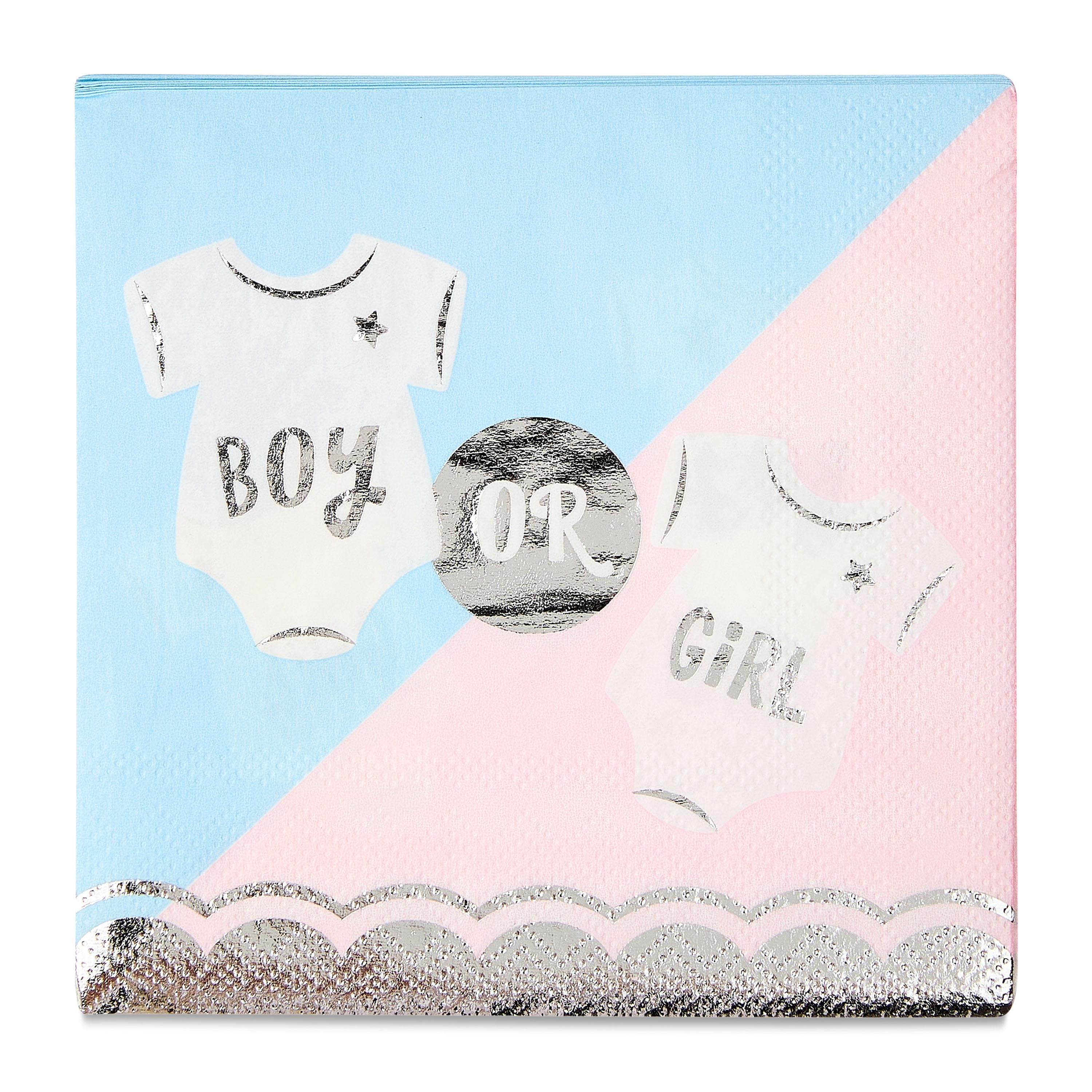 Way To Celebrate Gender Reveal Paper Napkins, Decorative Party Supplies (Pink and Blue, 16 Count, 6.5 in x 6.5 in) x8m36