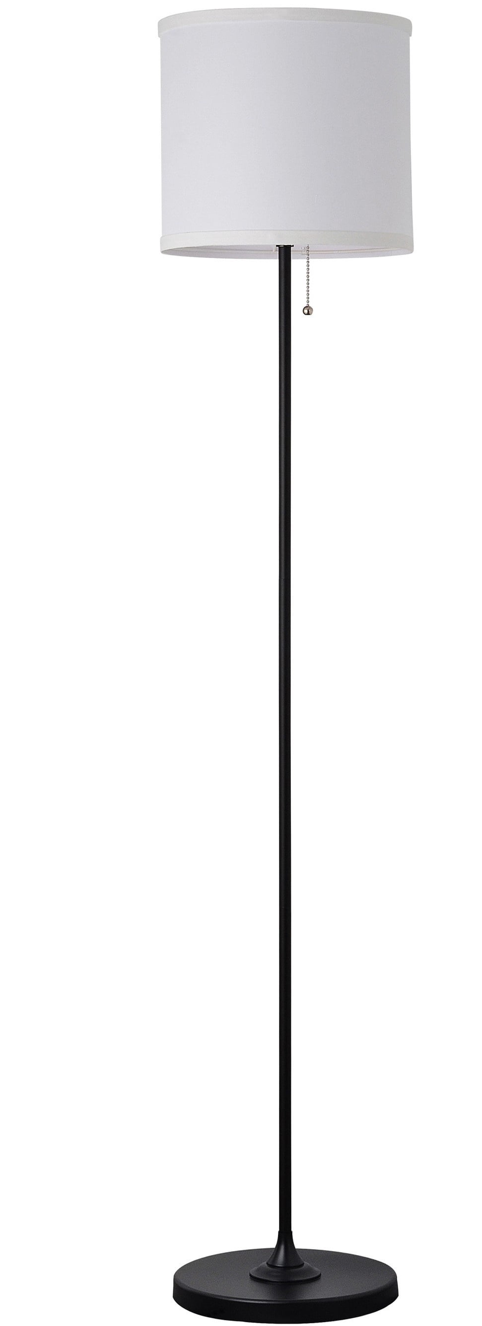 Mainstays Floor Lamp with Fabric Shade, Modern Minimalist Standing Light (Black, 56.5 in) bxnmm