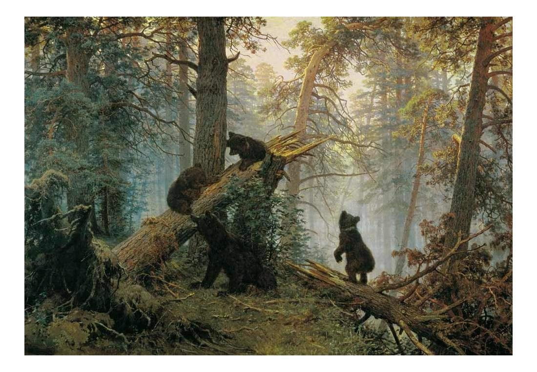Wall26 Morning in a Pine Forest by Ivan Shishkin Wall Mural (Multi-Color, 100x144 in) ppo8l