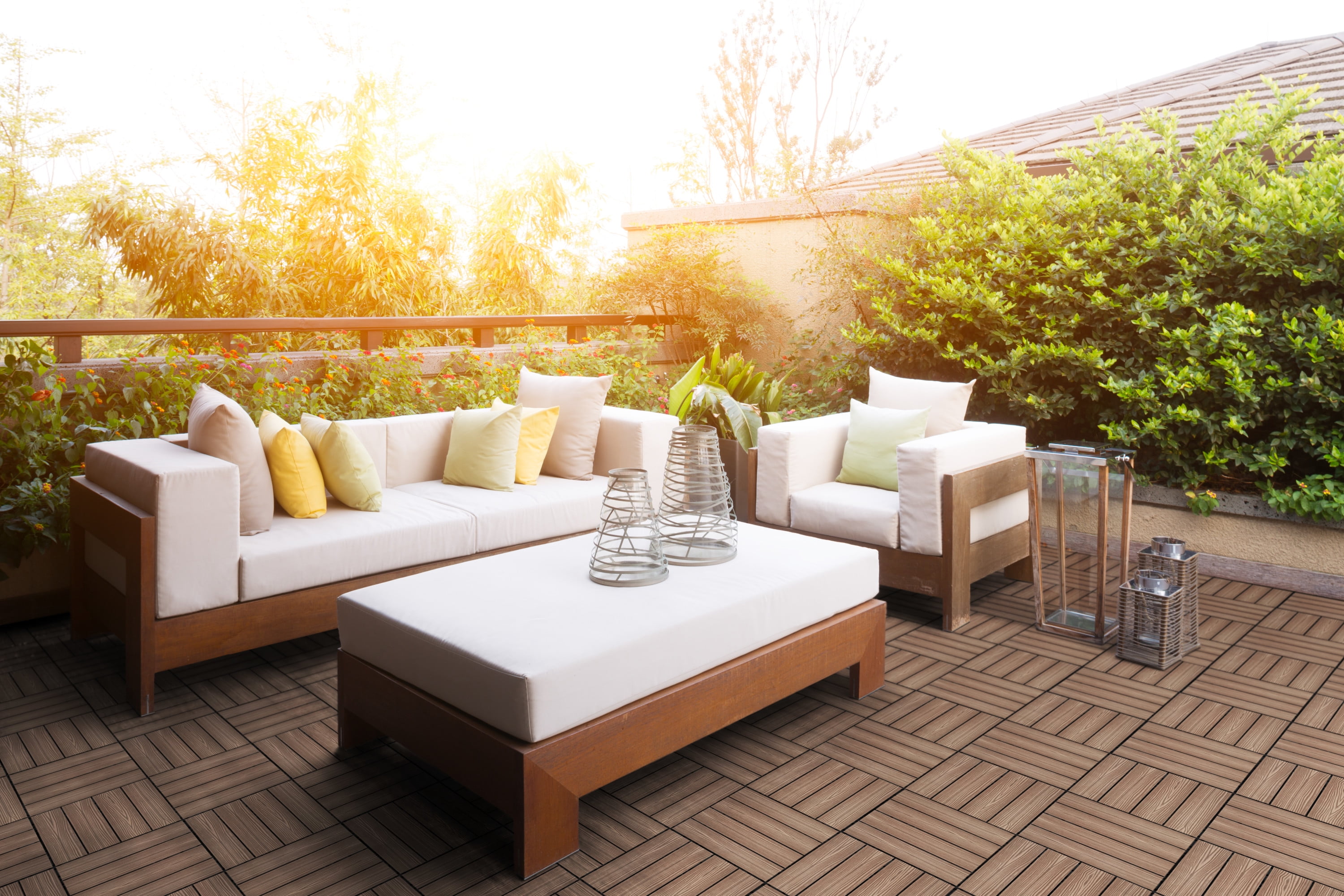 Design House Interlocking Wood Composite Deck Tiles (Russet Canyon Brown, 12 in x 12 in, 6-Pack) kihp4