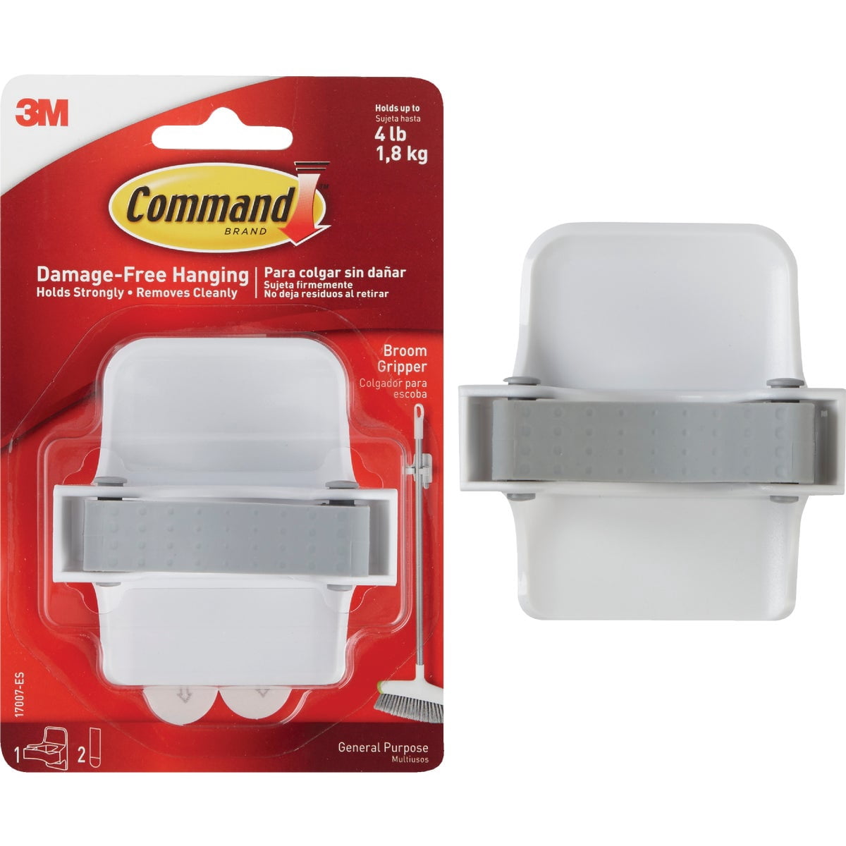 Command Broom Holder Wall Organizer, Damage-Free Hanging Utility Hook (White, 4 lb Capacity) ha91t