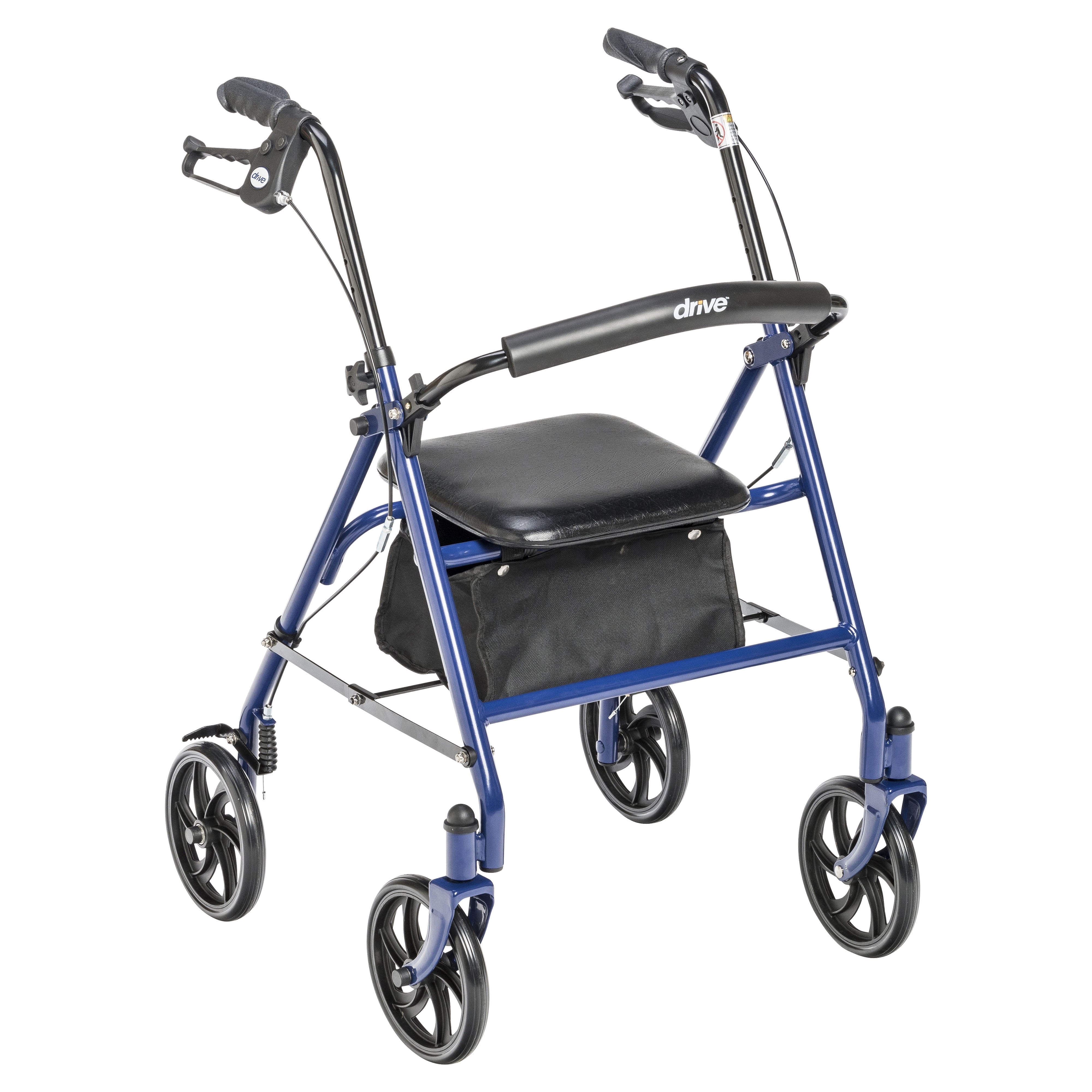 Drive Medical Four Wheel Rollator Rolling Walker with Fold Up Removable Back Support (Blue, 300 lb Capacity) n9qml