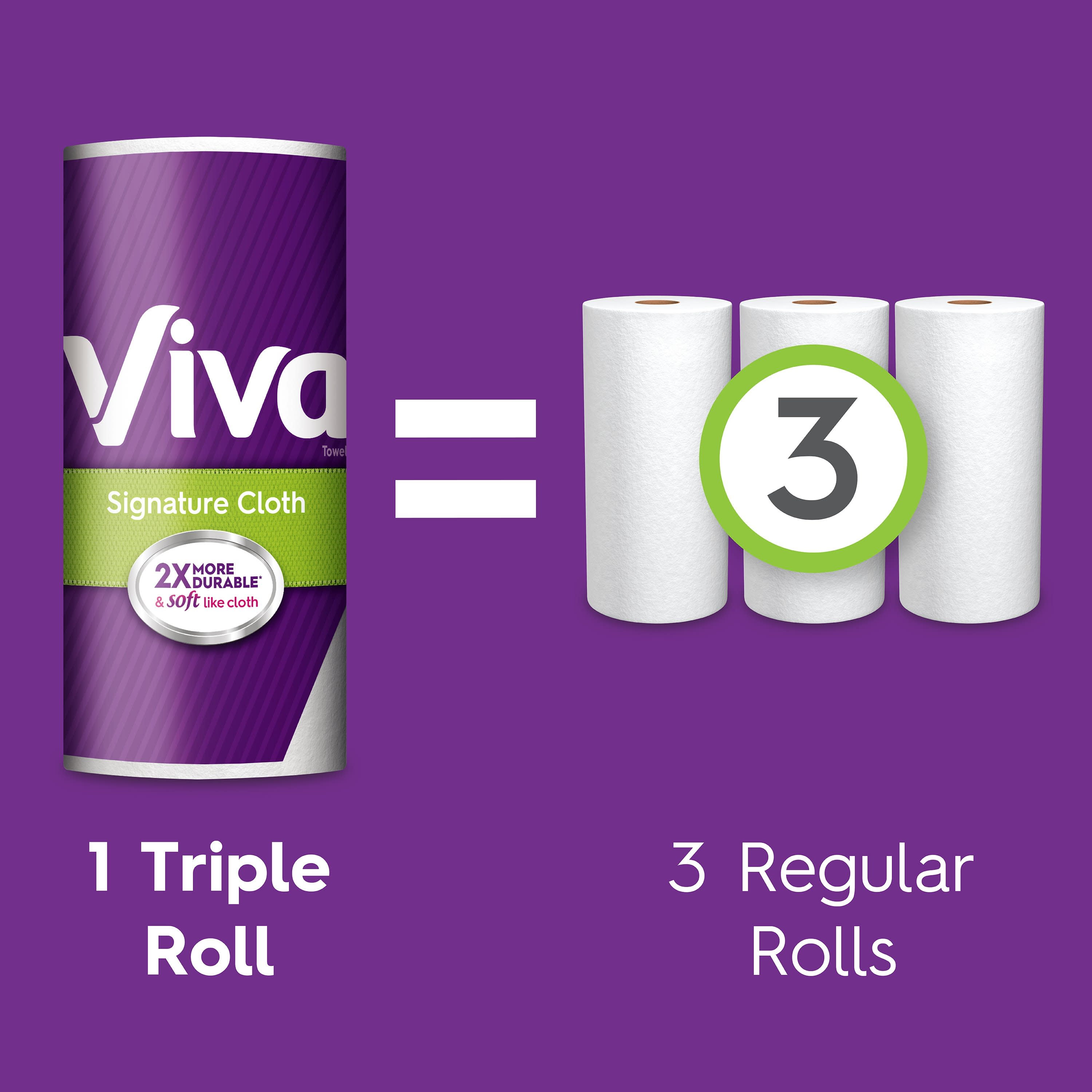 Viva Signature Cloth Paper Towels, Choose-A-Sheet, Durable Absorbent Cleaning Sheets (White, 8 Triple Rolls) vbt76