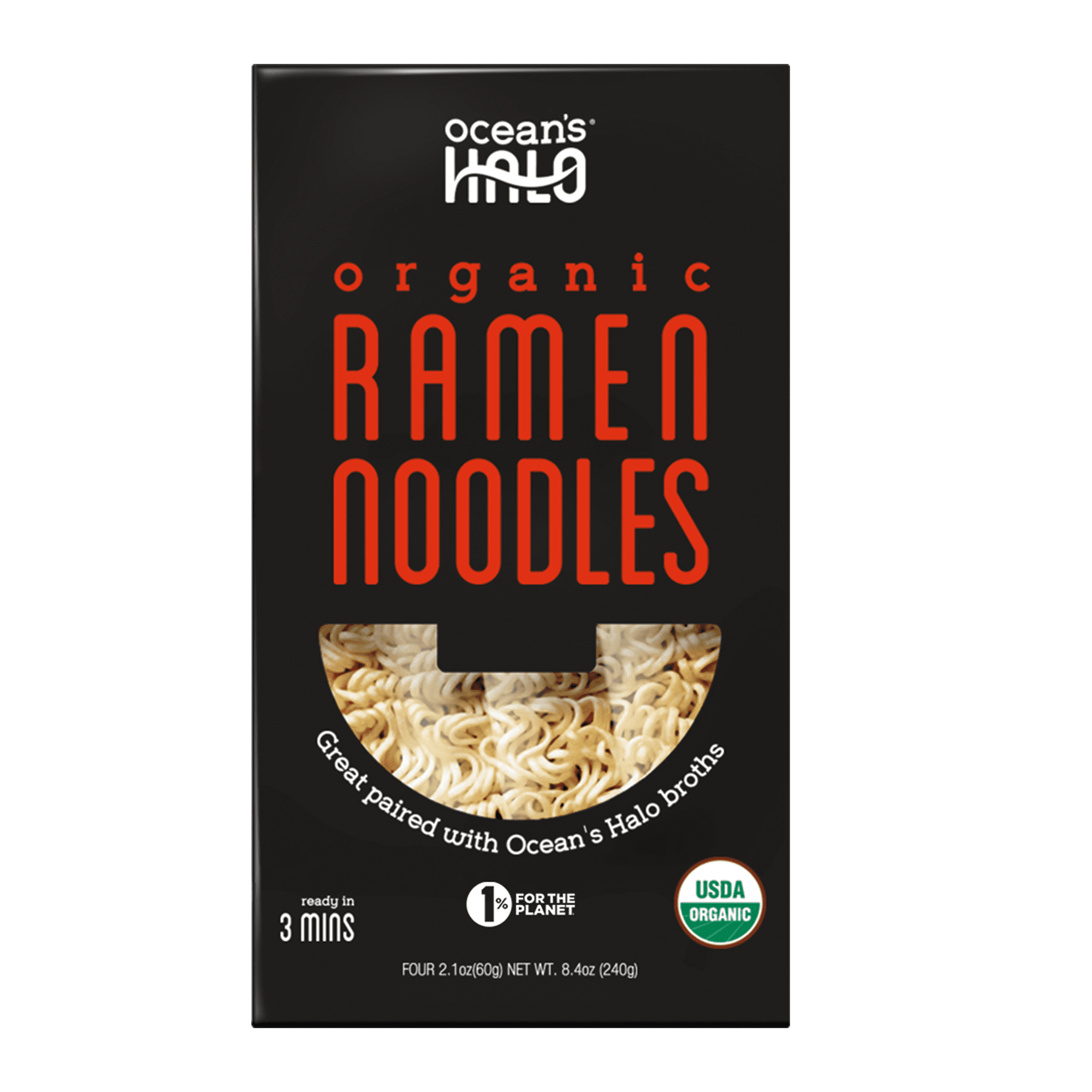 Ocean's Halo Organic Ramen Noodles, Vegan Plant-Based Pasta, Quick-Cook Pantry Staple (2 Pack, 8.4 oz) mtiio