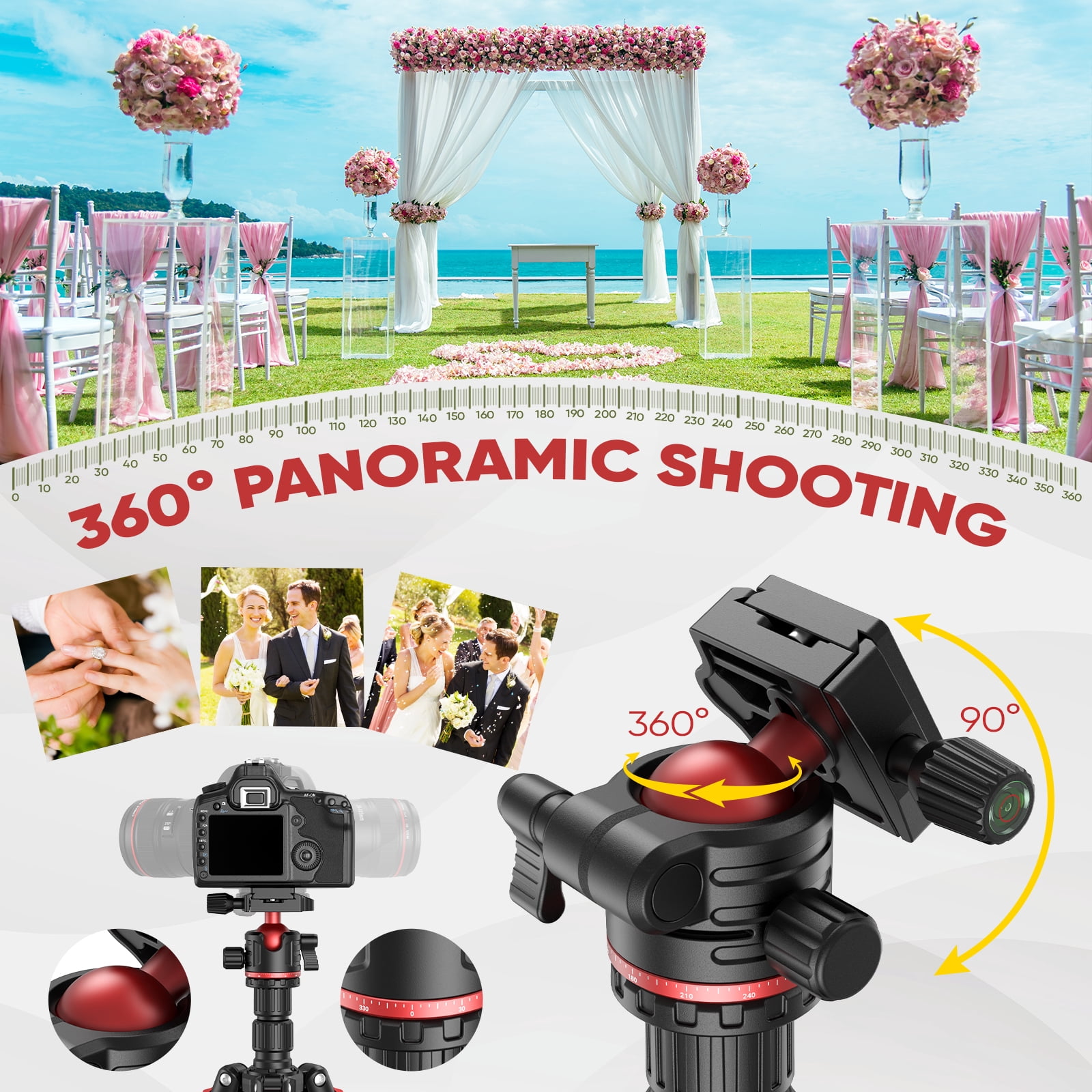 BNISE Aluminum DSLR Camera Tripod with 360° Panoramic Ball Head and Monopod Conversion (67 in) qv3z7