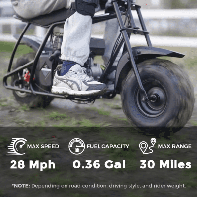F Dirt GMB100 Mini Bike 99cc 4-Stroke Gas Powered Off-Road Dirt Bike (Black, 220 lb Capacity) j5ffh