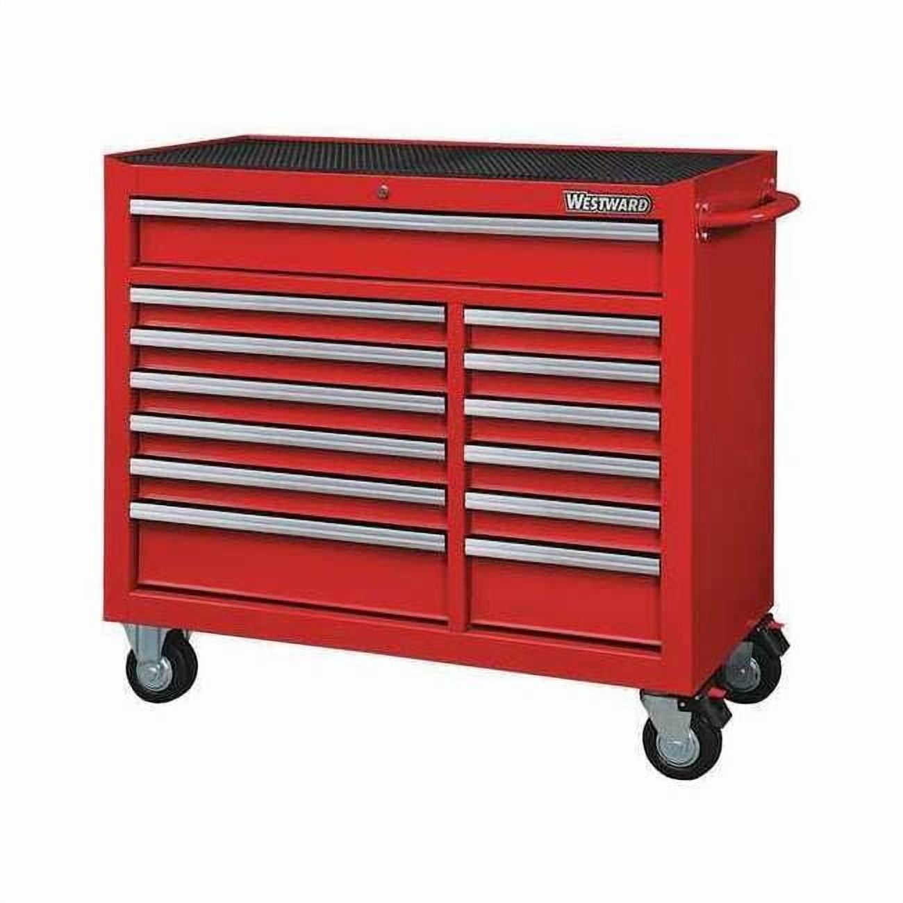 Westward Rolling Tool Cabinet, 13-Drawer Heavy-Duty Steel Storage Chest, Powder Coated Finish (Gloss Red, 42 in W x 19 in D x 40 in H) 9lnjq