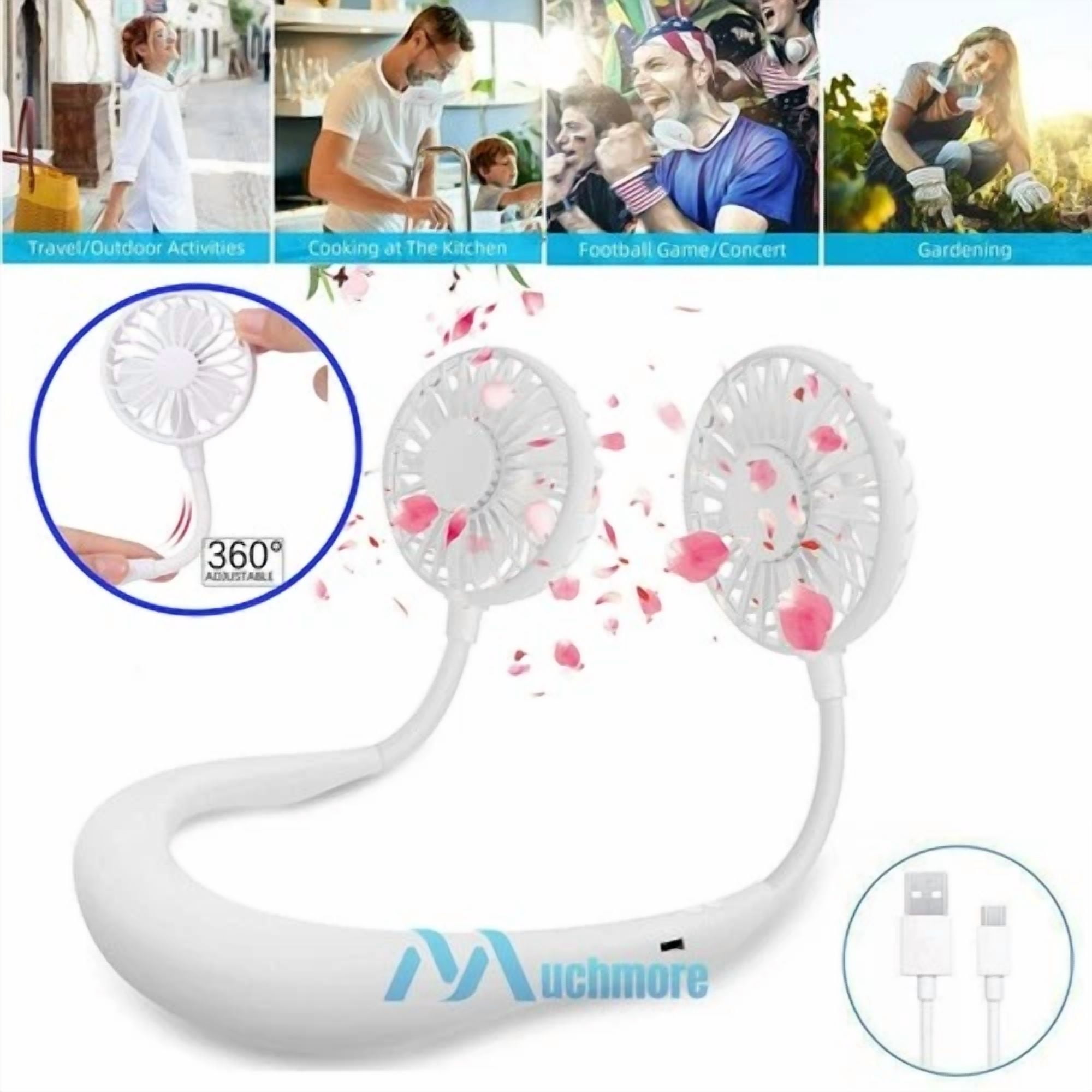 Rhea Portable Hanging Neck Sport Fan, Hands-Free Rechargeable Personal Cooling Fan (3 Speeds, 1 Pack) vscmj