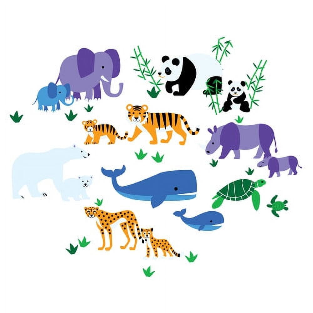 Wallies Endangered Animal Wall Decal Set (Blue, 26 Piece) nfbsx