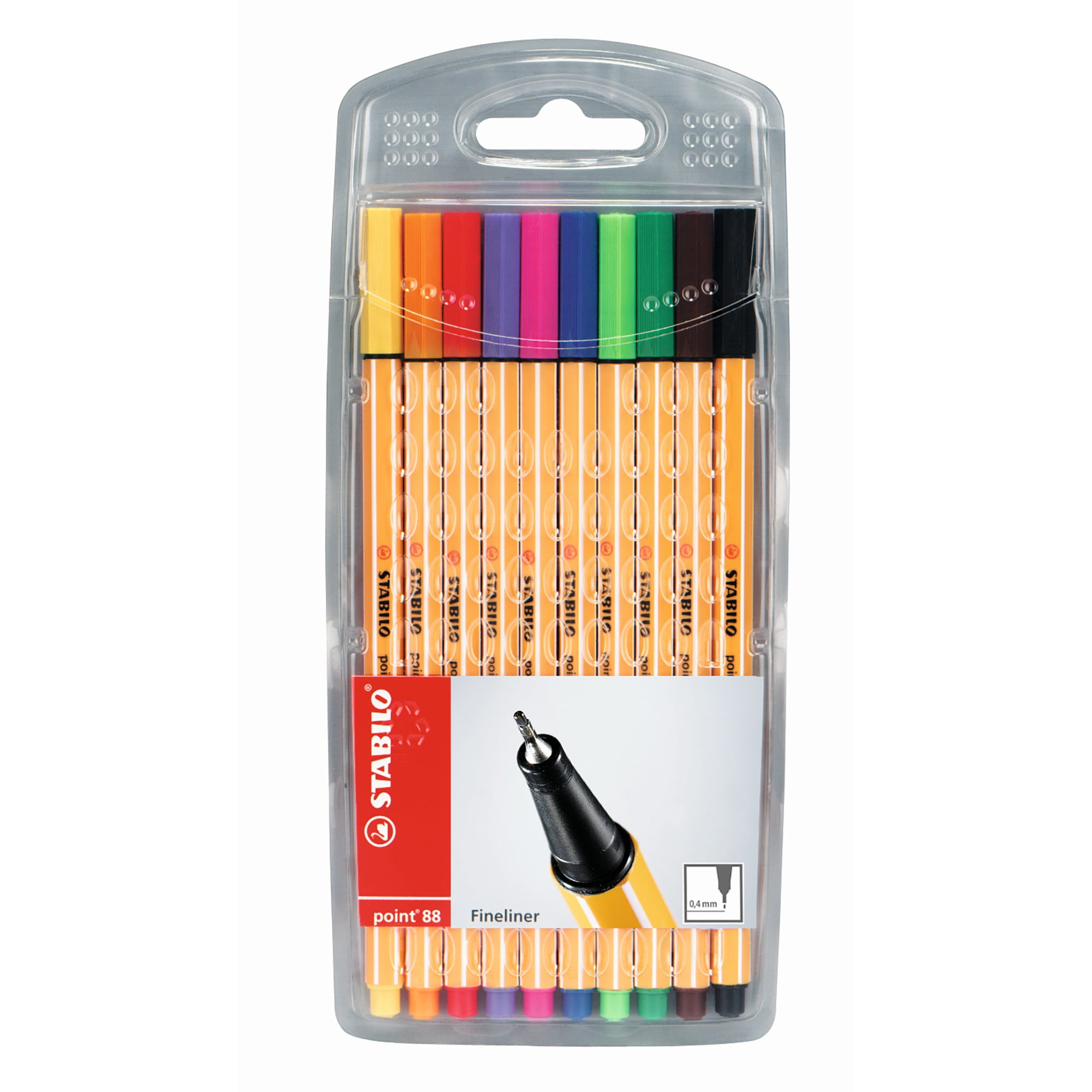 STABILO point 88 Fineliner Pens, Professional Drawing and Writing Set (Assorted Colors, 10-Pack) ay89z