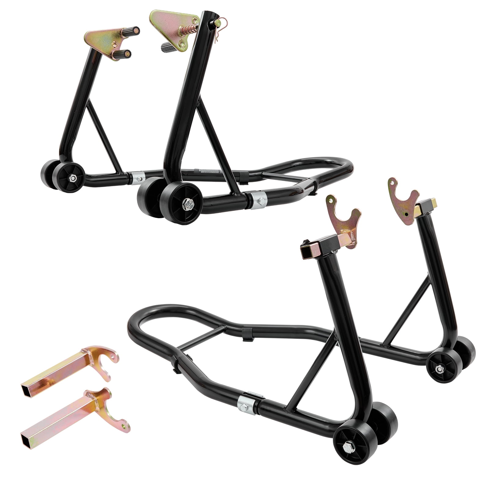 KFFKFF Motorcycle Front and Rear Paddock Stand Lift Set (Black, 850 lb Capacity) yl4aw