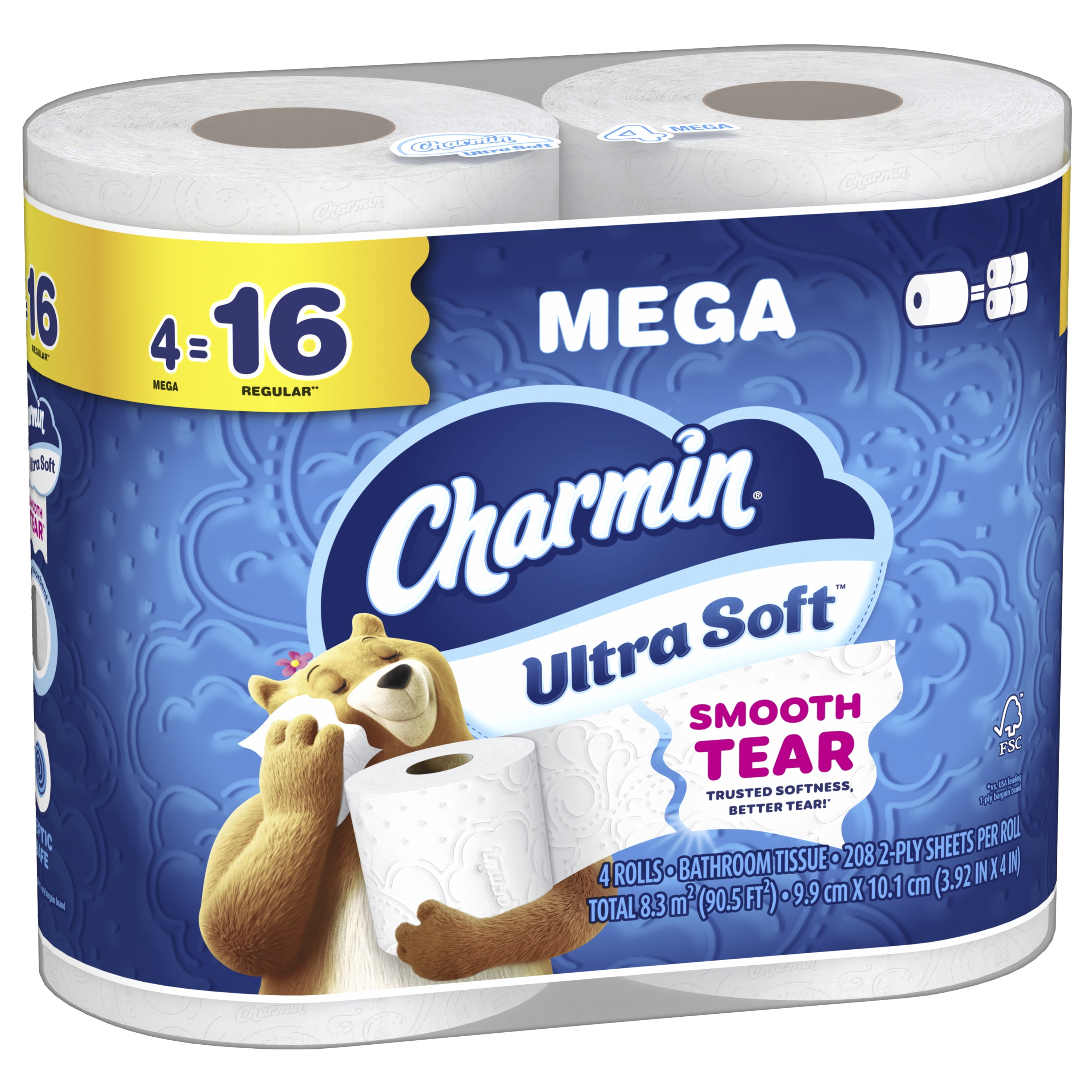 Charmin Ultra Soft Toilet Paper (White, 4 Mega Rolls) mtmhb