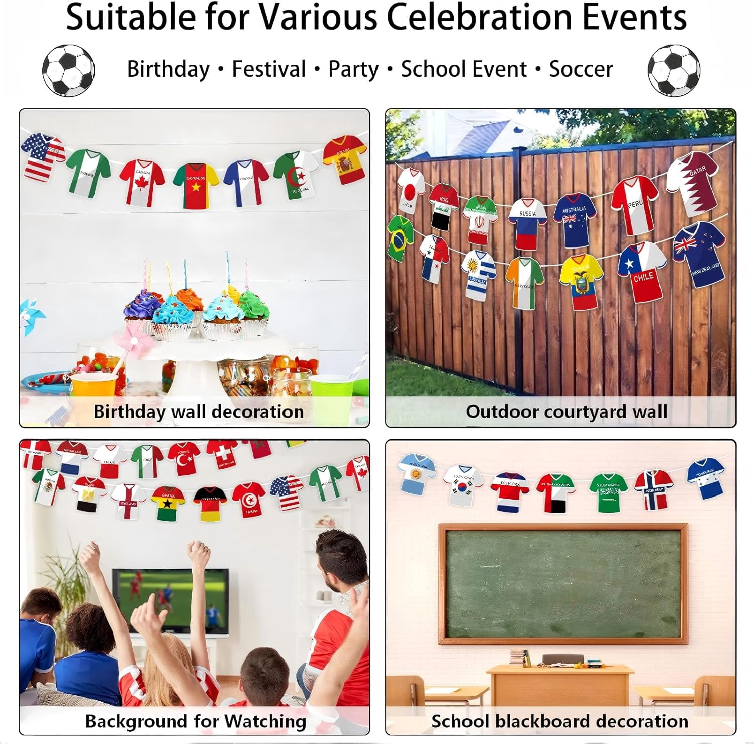 Generic Soccer Flag Bunting International Tournament Party Decorations (49 Flags, 5.9 in x 5.9 in) cougz