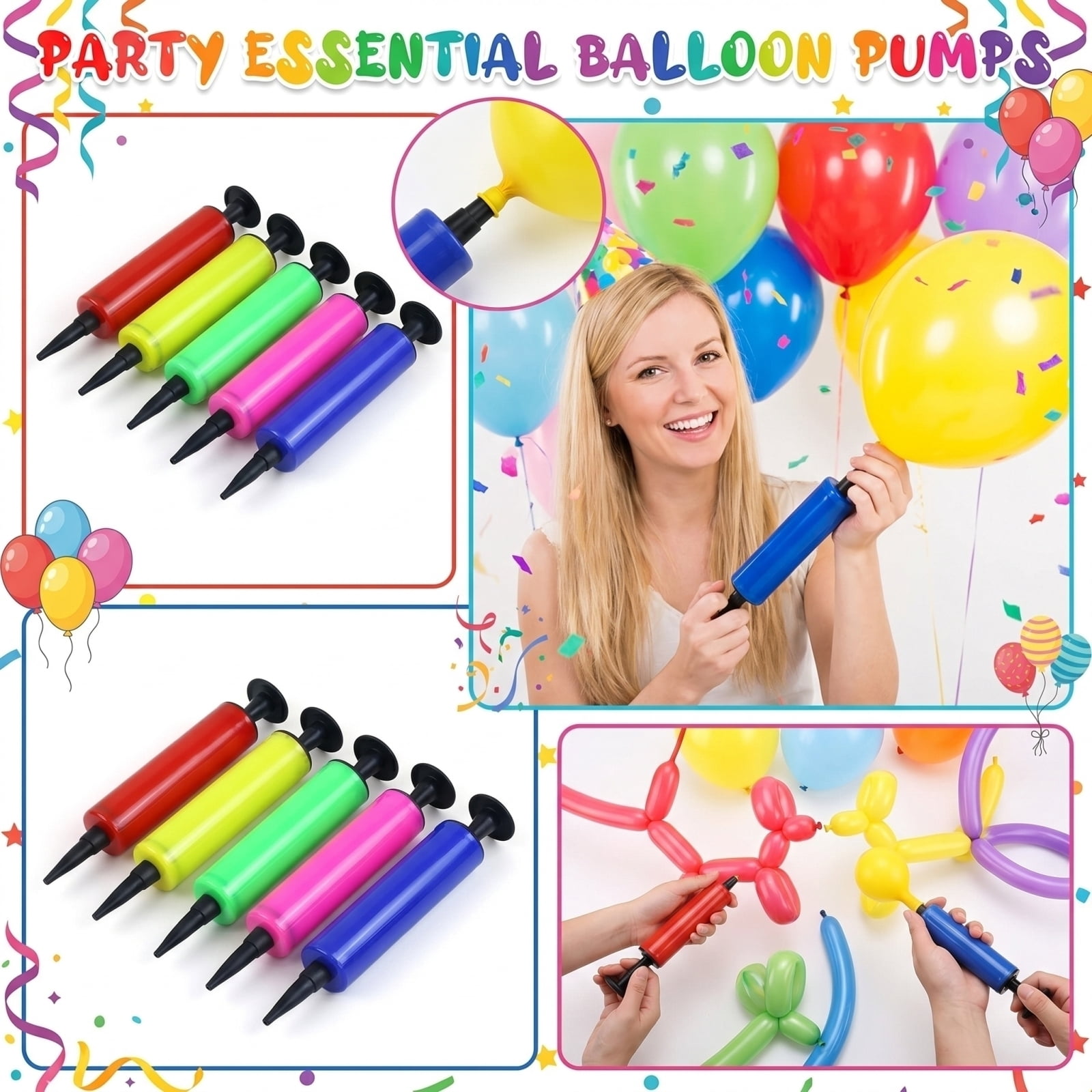 Kazooa Handheld Balloon Air Pump Manual Inflator for Party Decorations (7.1 in) eyg68