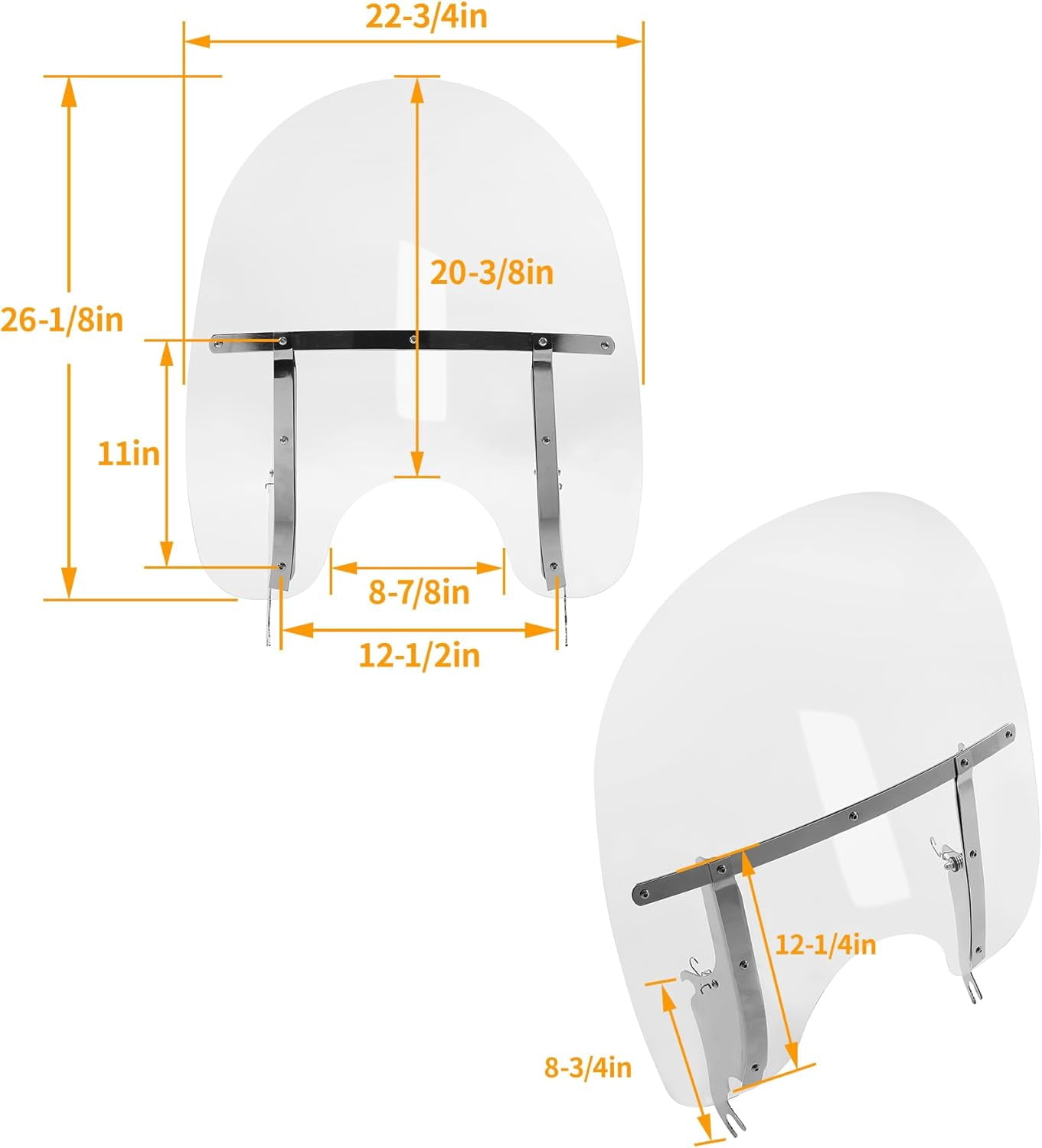 Kojem Motorcycle Windshield for Harley Davidson Softail Heritage Classic FatBoy (Clear, 26.5 in x 23 in) le8js