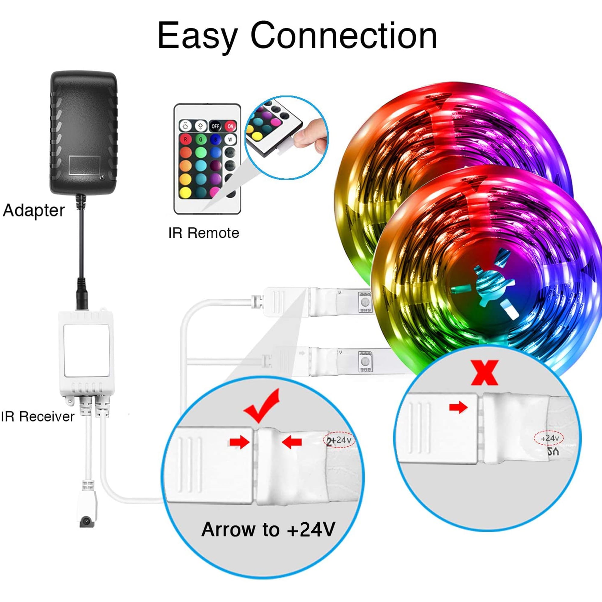 DAYBETTER LED Strip Lights, RGB Color Changing Lights with App and Remote Control, Music Sync for Bedroom and Party Decor (100 ft) awqpl