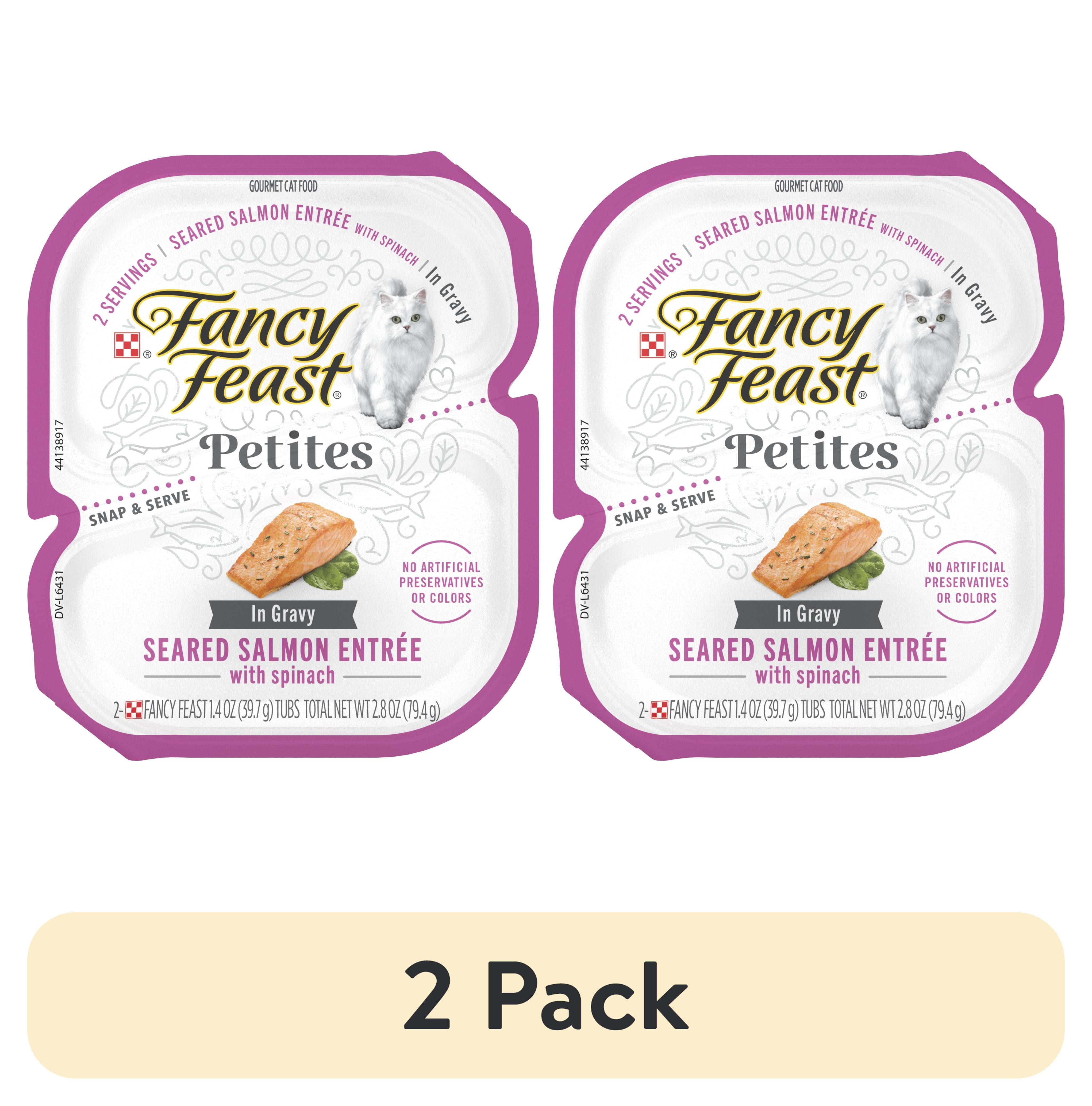 Fancy Feast Petites Seared Salmon Entree with Spinach Wet Cat Food (12 Pack, 2.8 oz) anumx