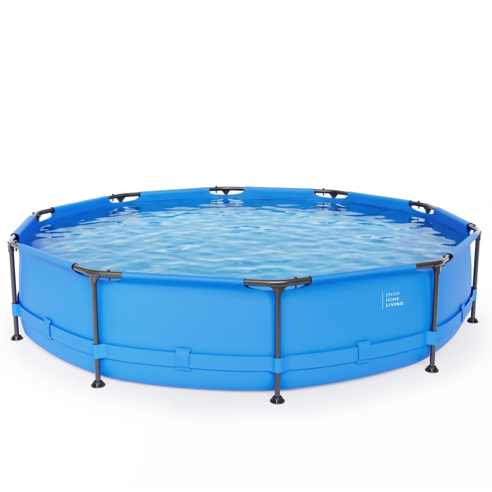 EDOEMSE Round Above-Ground Swimming Pool with Sturdy Iron Frame (Blue, 12 ft x 30 in) m4xg2
