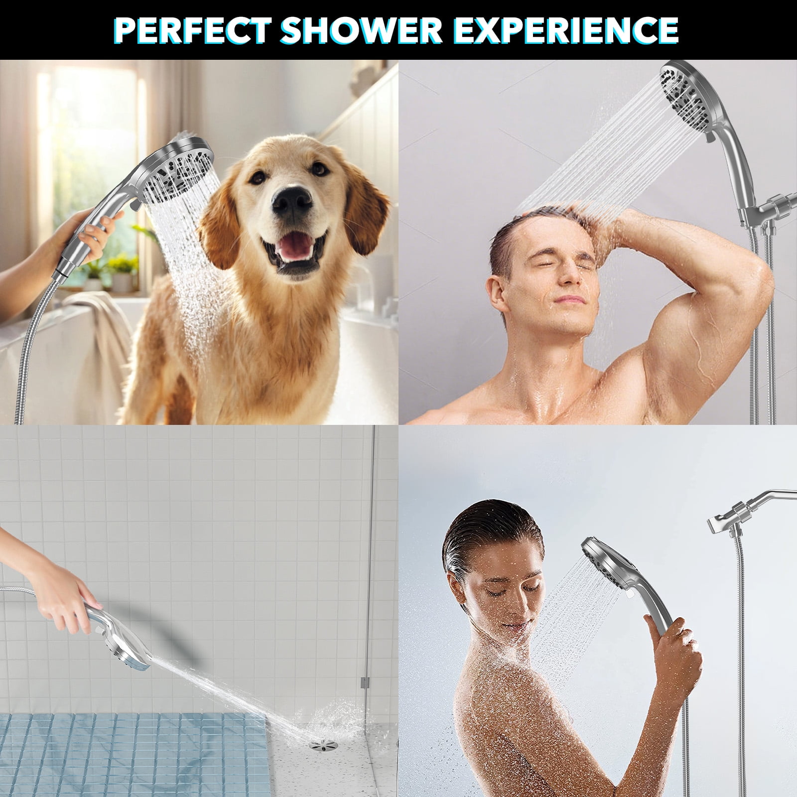 Cshidworld Filtered Handheld Shower Head, High Pressure 10-Spray Setting Showerhead with Chlorine Removal Filter for Hard Water (Chrome, 5 in) r6eai