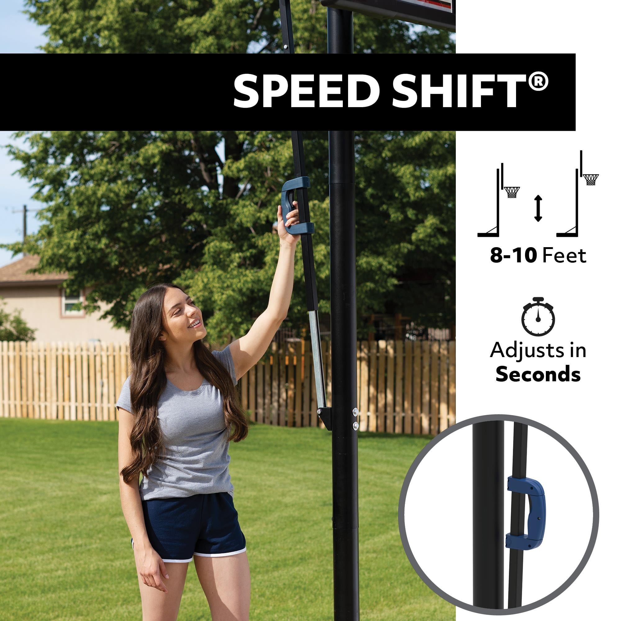 Lifetime 50-Inch Shatterproof Portable Basketball Hoop System with Speed Shift Adjustment (Black, 50 in) mt949