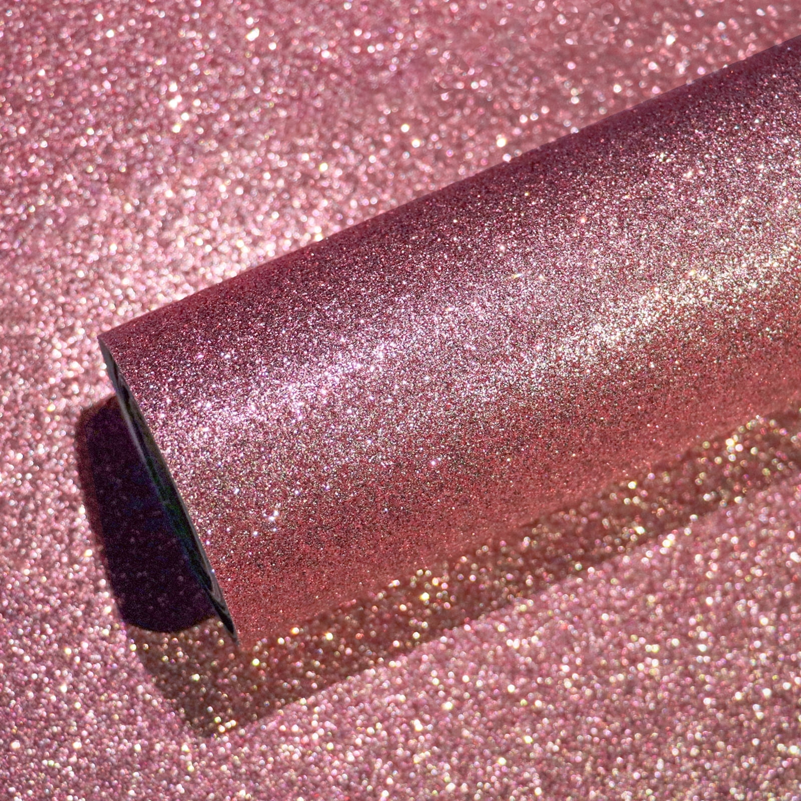 VEELIKE Rose Gold Glitter Peel and Stick Wallpaper, Sparkle Self-Adhesive Contact Paper for Furniture and Walls (15.7 in x 118 in) lfrdk