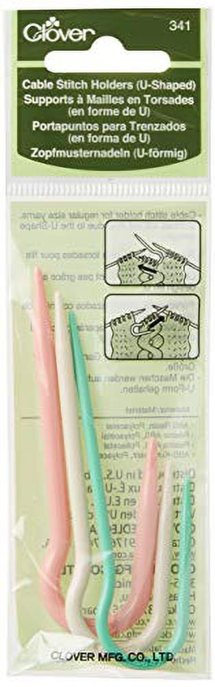 Clover U Cable Stitch Holder for Knitting Projects (Silver, 3.5 in, 3-Pack) hm10v