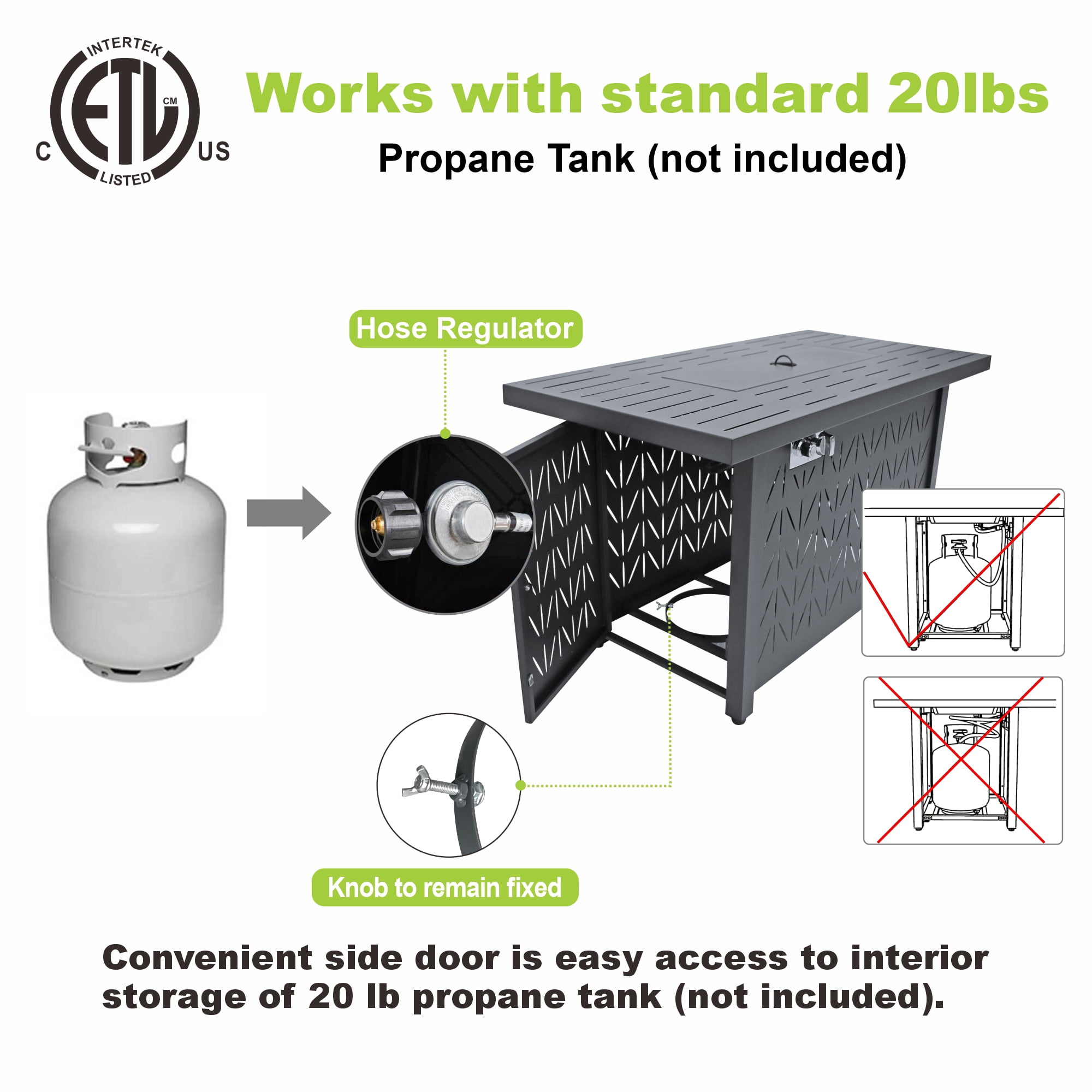 Vornel 43 in Rectangular Propane Fire Pit Table, 50000 BTU 2-in-1 Gas Fire Table with Lid and Cover (Black, 43 in) yeym8