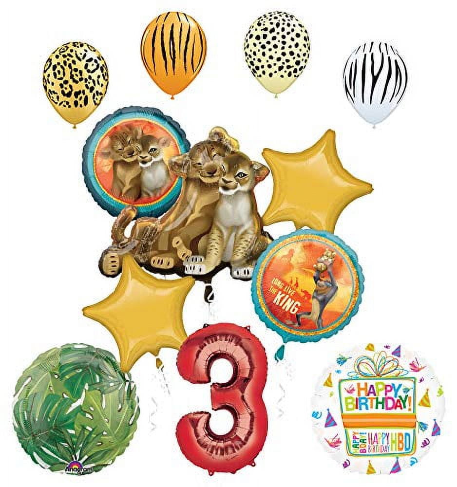 The Lion King 3rd Birthday Party Balloon Bouquet Decoration Set (Red, 12 Piece) haey3