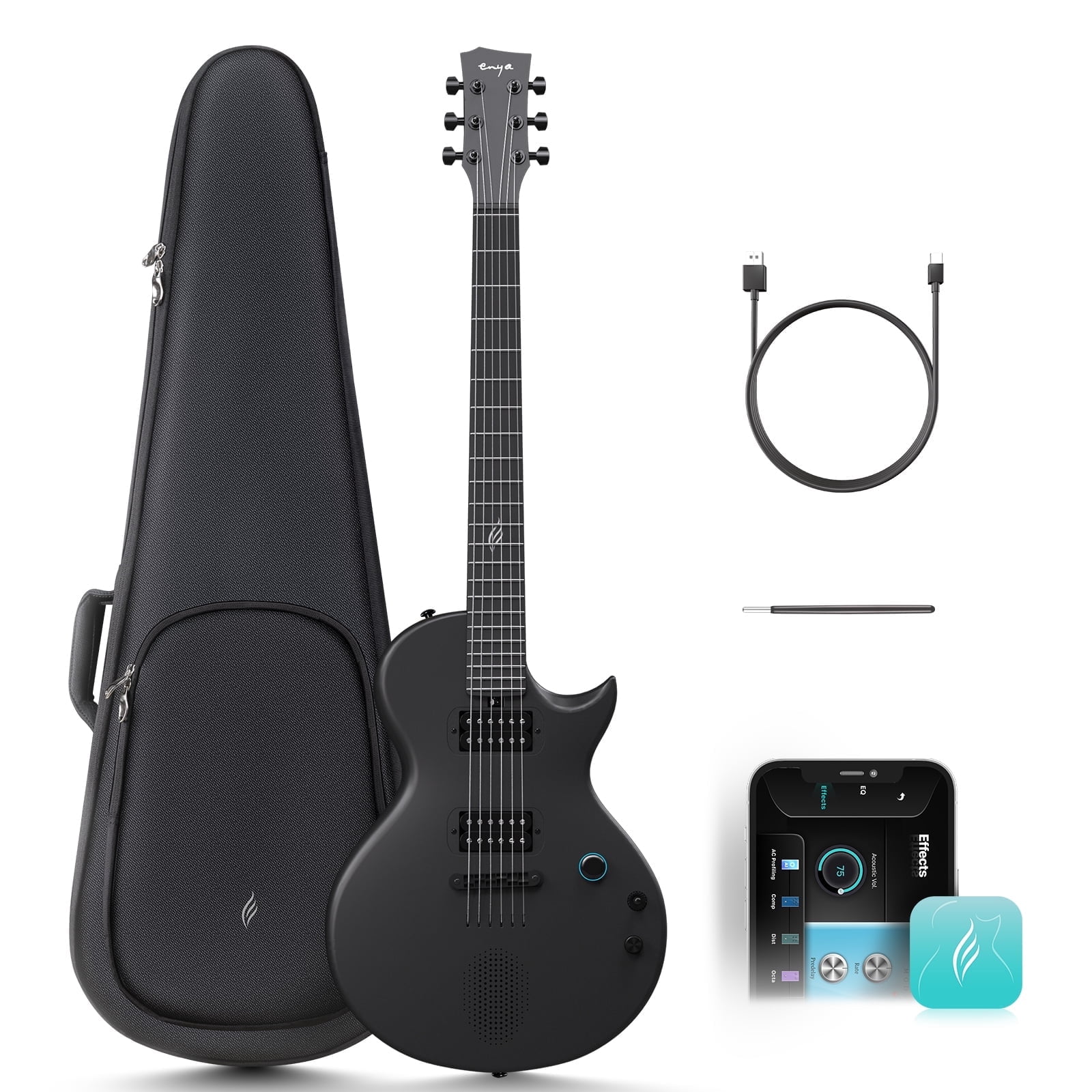 Enya Nova Go Sonic Smart Electric Guitar (Black, 38 in) yetgy