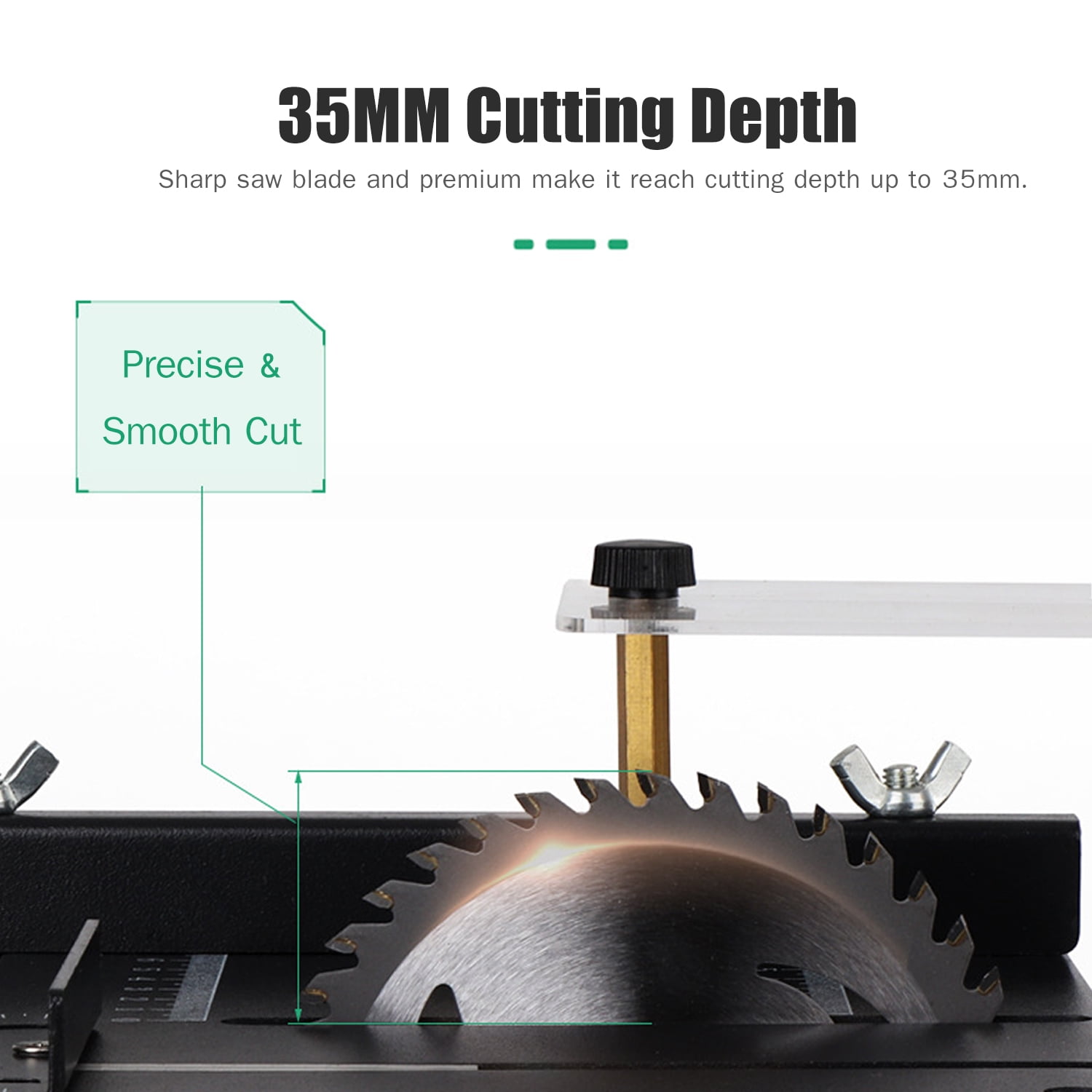 Cacagoo Mini Table Saw 200W Electric Woodworking Tool with Adjustable Speed and 1.38 in Cutting Depth (Black, 7.48 x 6.49 x 3.93 in) ukluu