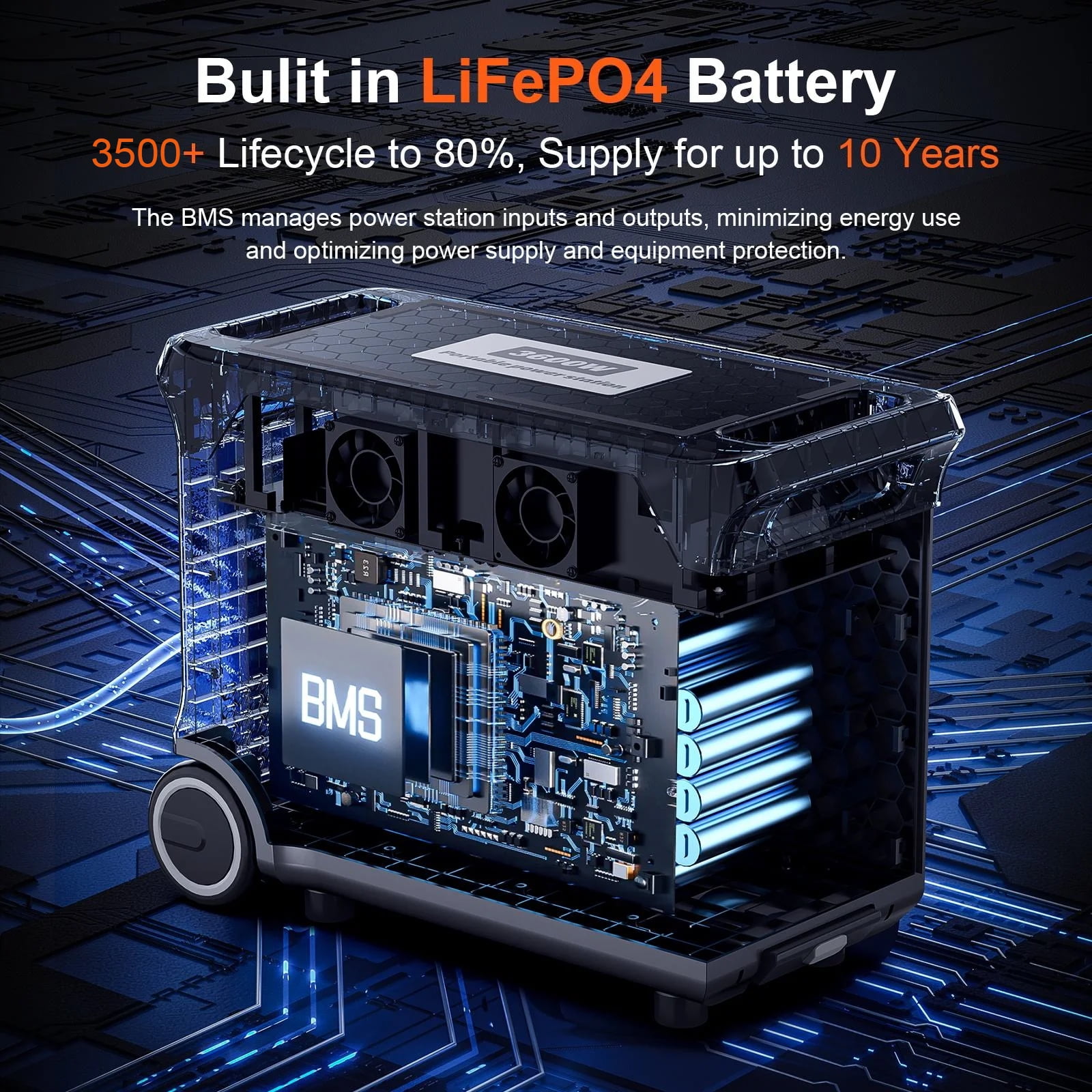 SOLARPLAY Portable Power Station 3600W LiFePO4 Battery Solar Generator (Black, 3840Wh) rcb9l
