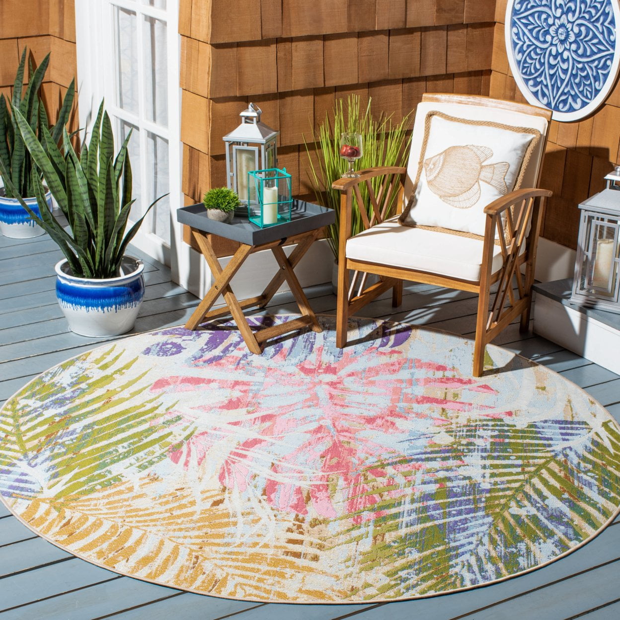 Safavieh Summer Donald Botanical Indoor/Outdoor Area Rug (Blue/Beige, 8 ft x 10.4 ft) 848zq