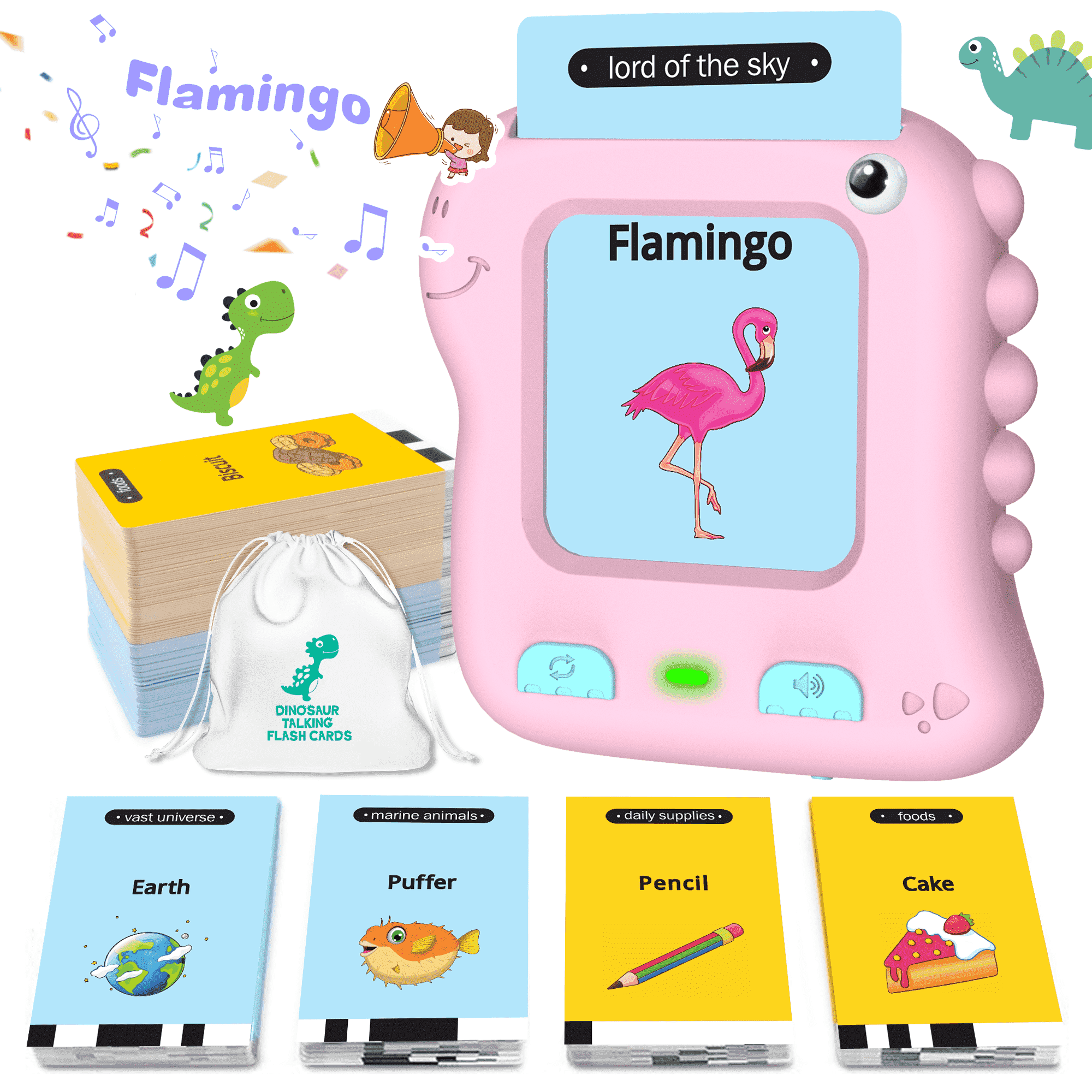 Richgv Talking Flash Cards Educational Learning Toy for Toddlers (Pink, 7x4x2 in) kxx4d