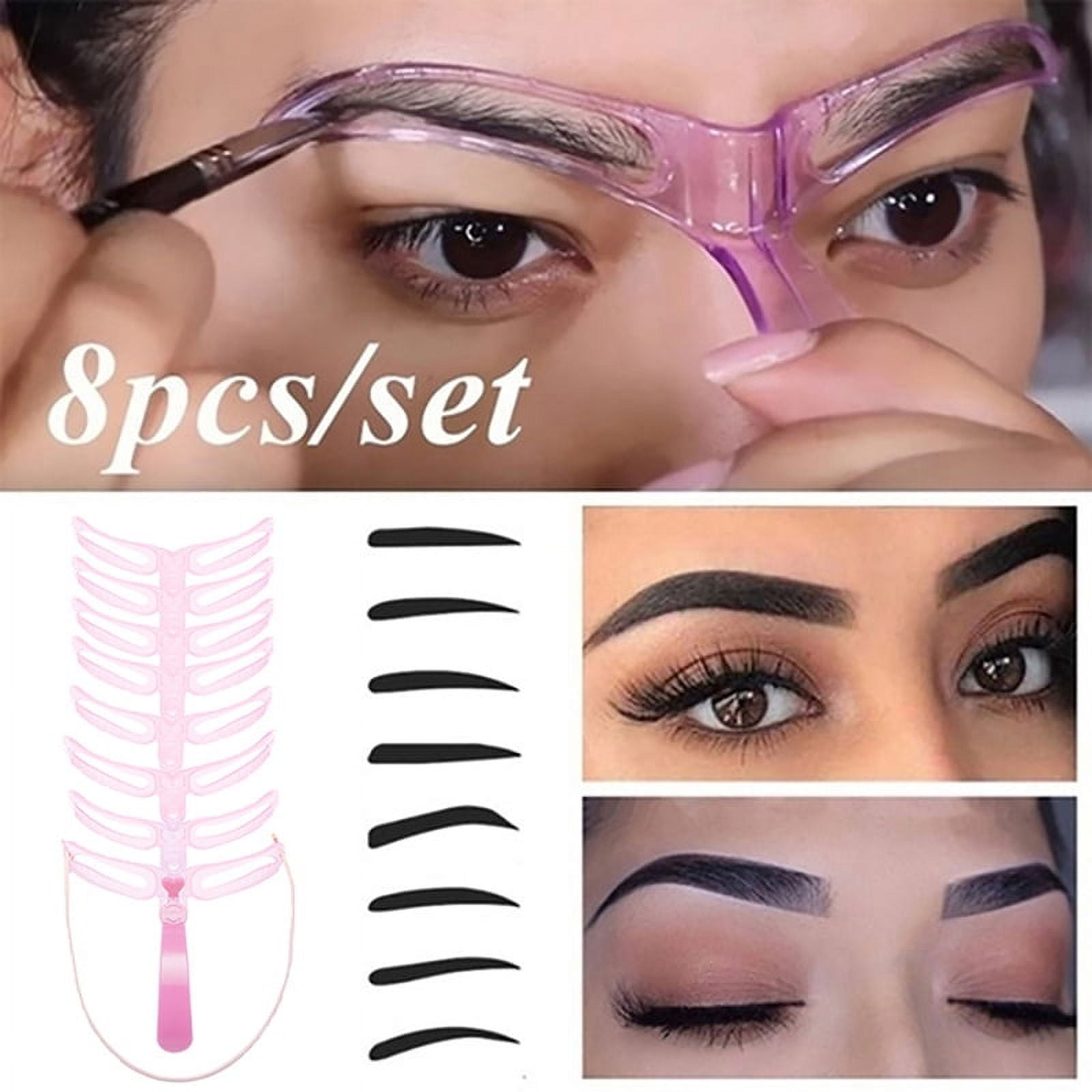 EKIDAZB Eyebrow Stencils Kit (8-Piece Set, Reusable Grooming Templates) xjwzk